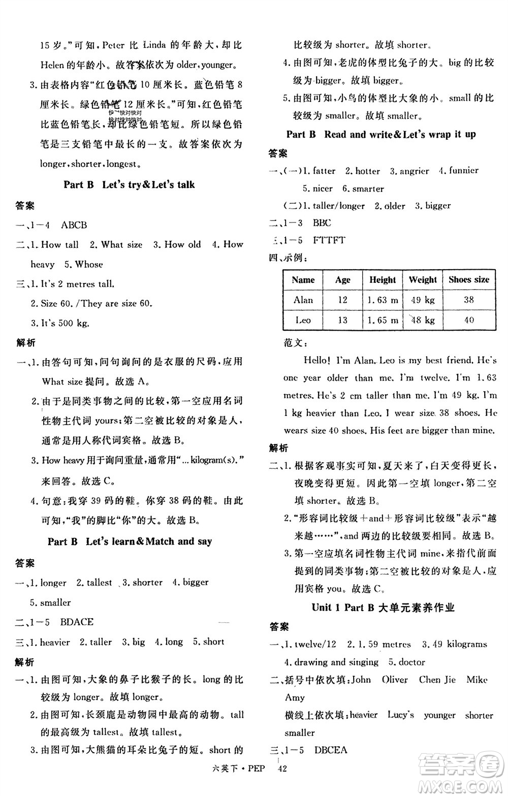 延邊大學(xué)出版社2024年春新領(lǐng)程六年級(jí)英語(yǔ)下冊(cè)人教版參考答案