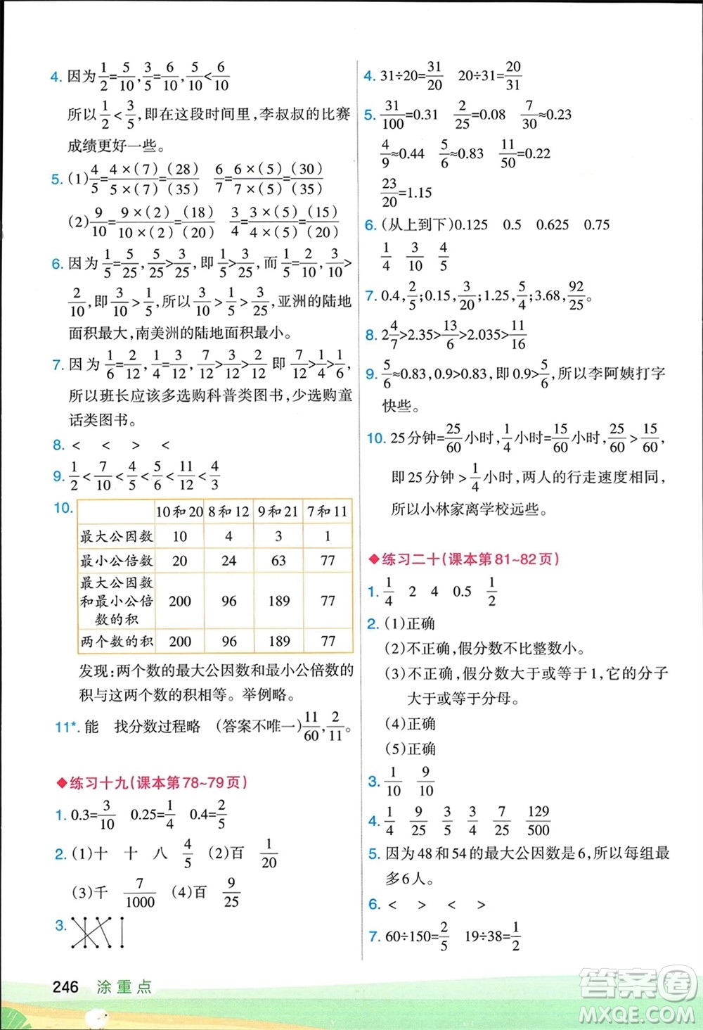 寧夏人民教育出版社2024年春新領(lǐng)程涂重點五年級數(shù)學(xué)下冊人教版參考答案