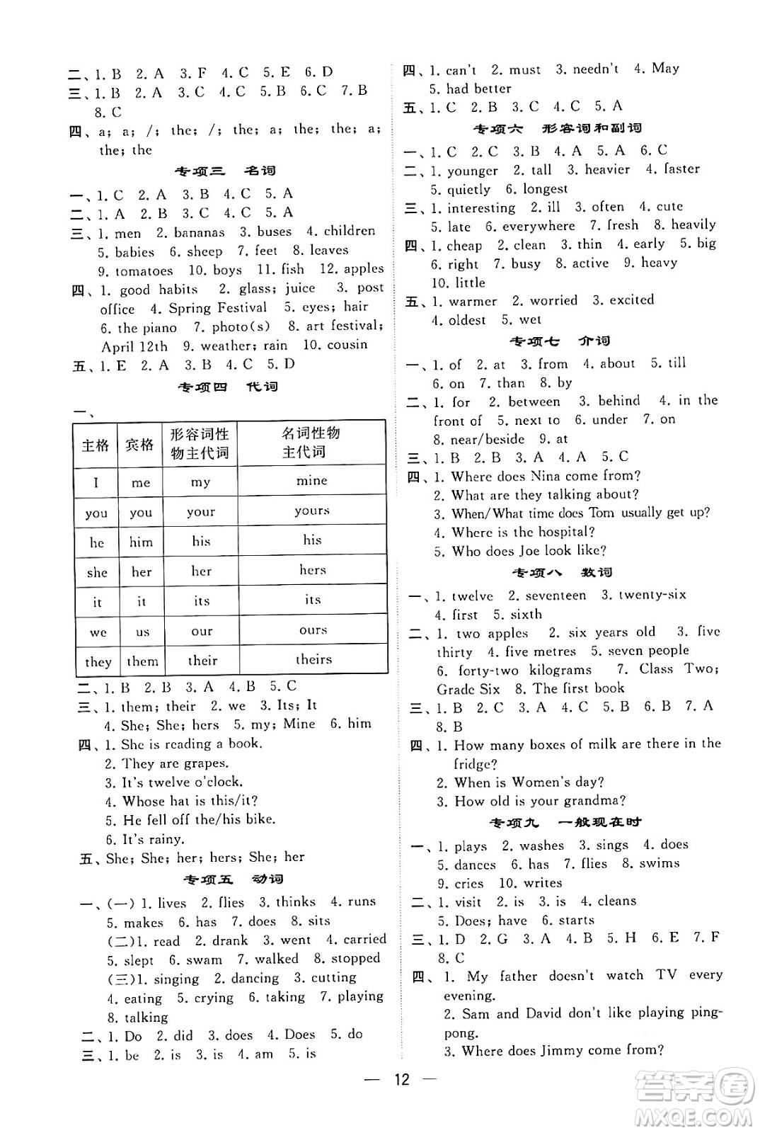 河海大學(xué)出版社2024年春經(jīng)綸學(xué)霸4星學(xué)霸提高班六年級英語下冊人教版答案