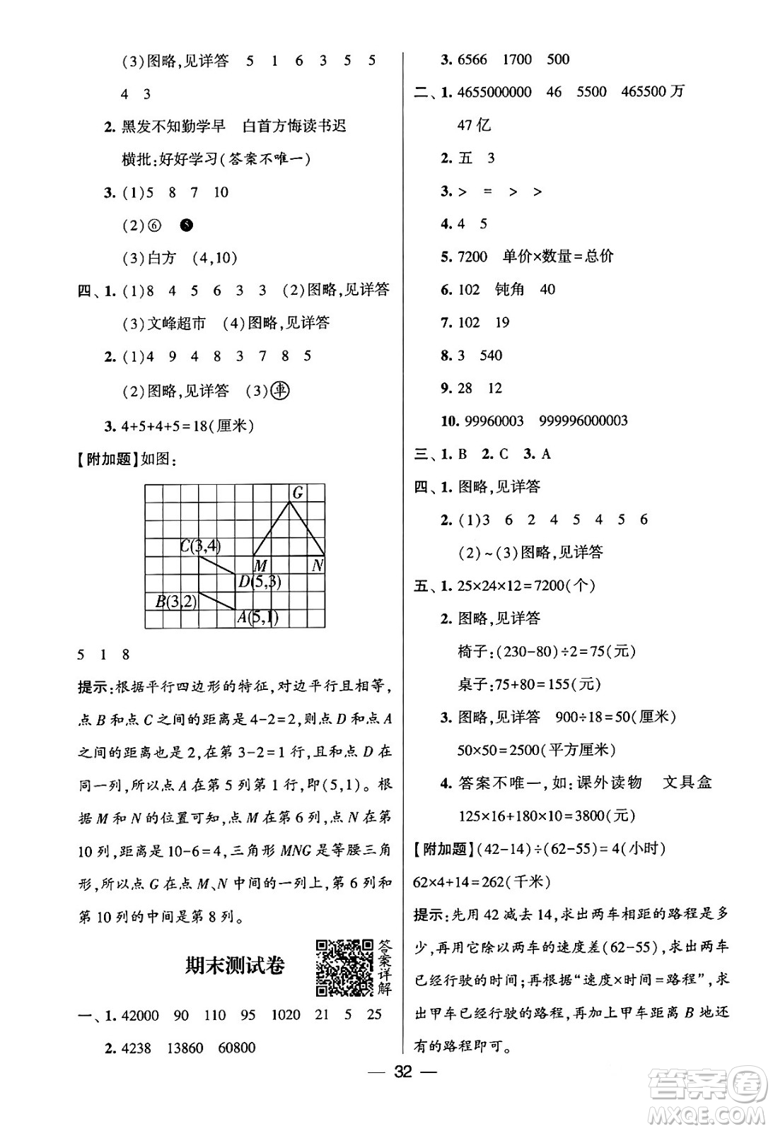 河海大學(xué)出版社2024年春經(jīng)綸學(xué)霸4星學(xué)霸提高班四年級(jí)數(shù)學(xué)下冊(cè)蘇教版答案