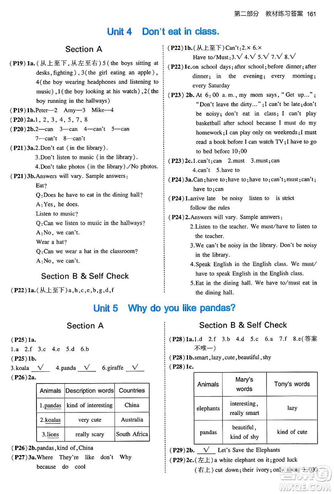 首都師范大學(xué)出版社2024年春初中同步5年中考3年模擬七年級英語下冊人教版答案