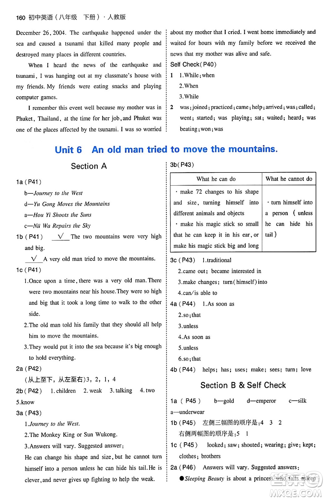 首都師范大學(xué)出版社2024年春初中同步5年中考3年模擬八年級(jí)英語下冊(cè)人教版答案