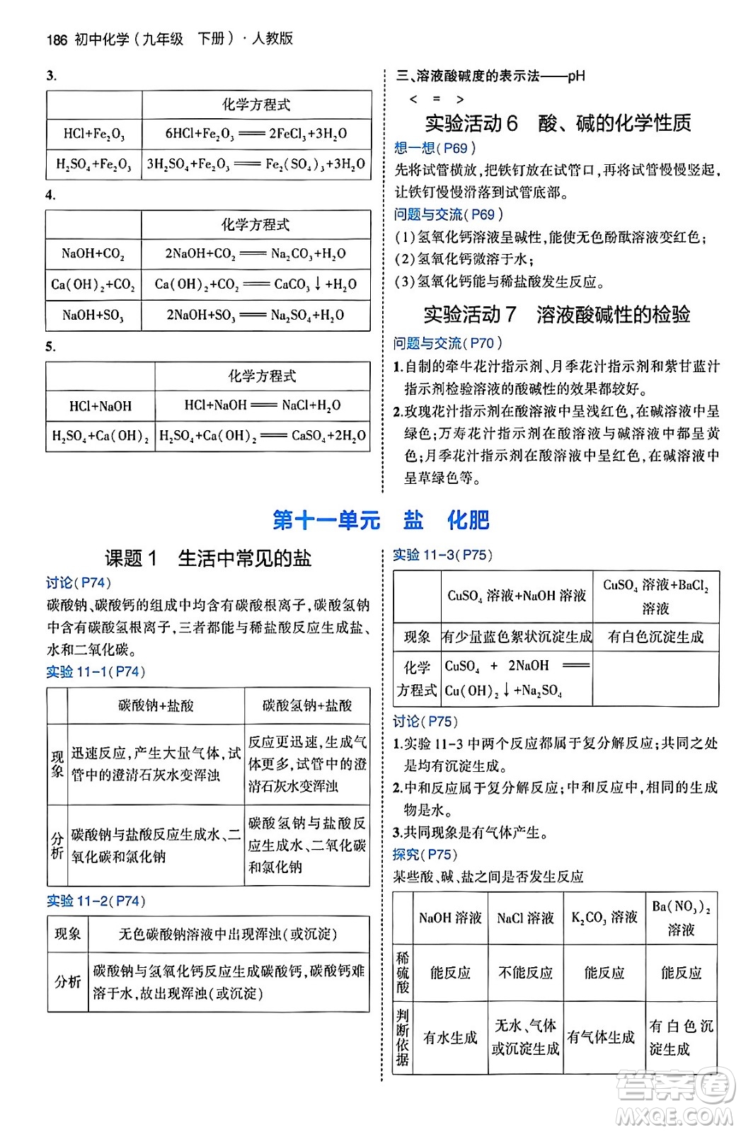 首都師范大學(xué)出版社2024年春初中同步5年中考3年模擬九年級化學(xué)下冊人教版答案