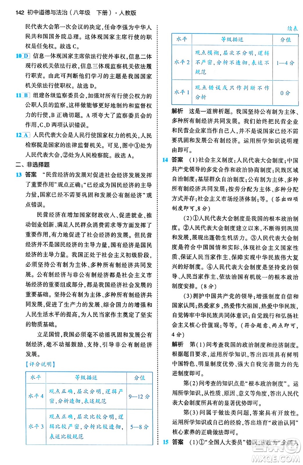 首都師范大學(xué)出版社2024年春初中同步5年中考3年模擬八年級(jí)道德與法治下冊(cè)人教版答案