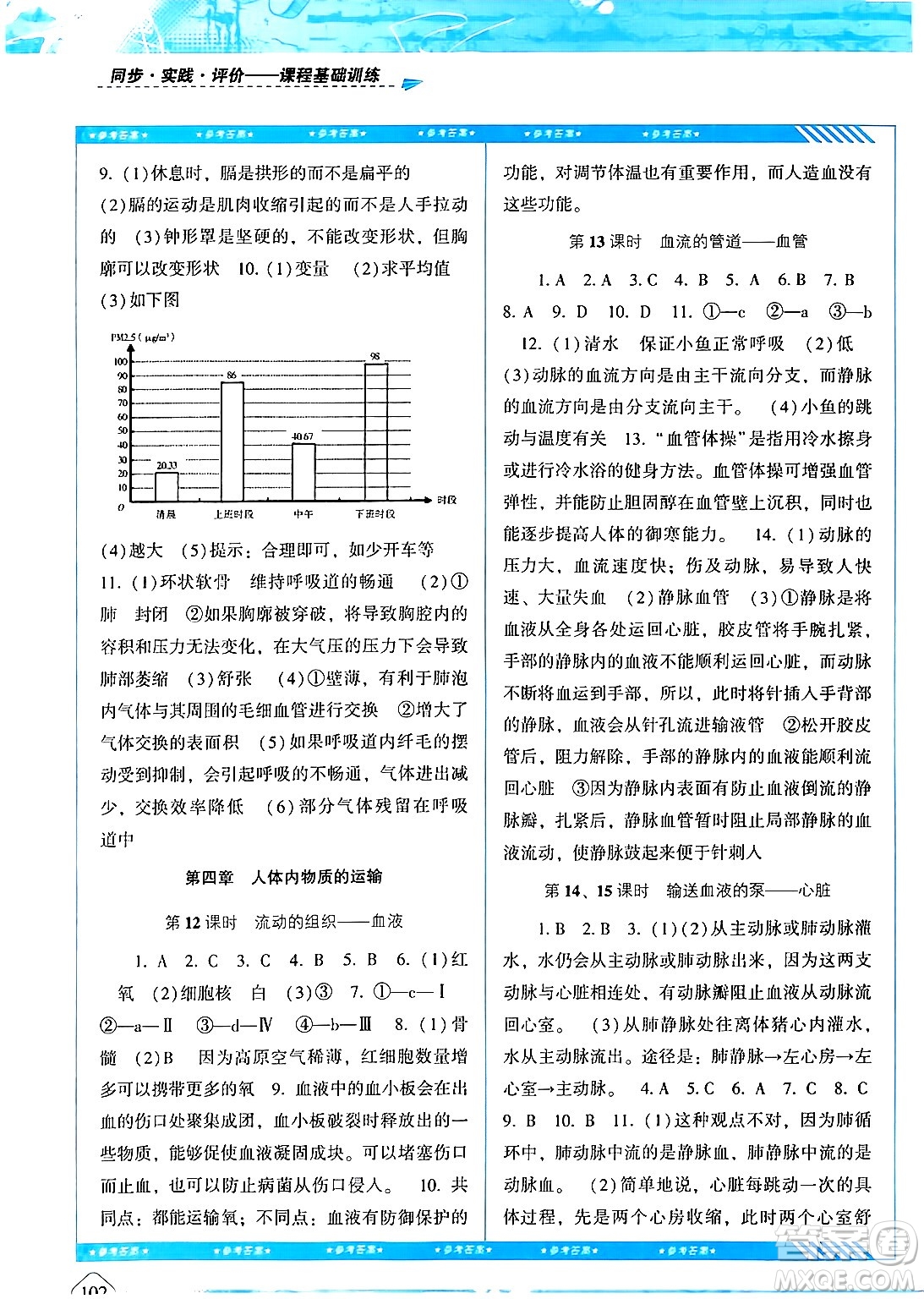 湖南少年兒童出版社2024年春同步實(shí)踐評(píng)價(jià)課程基礎(chǔ)訓(xùn)練七年級(jí)生物下冊(cè)人教版答案