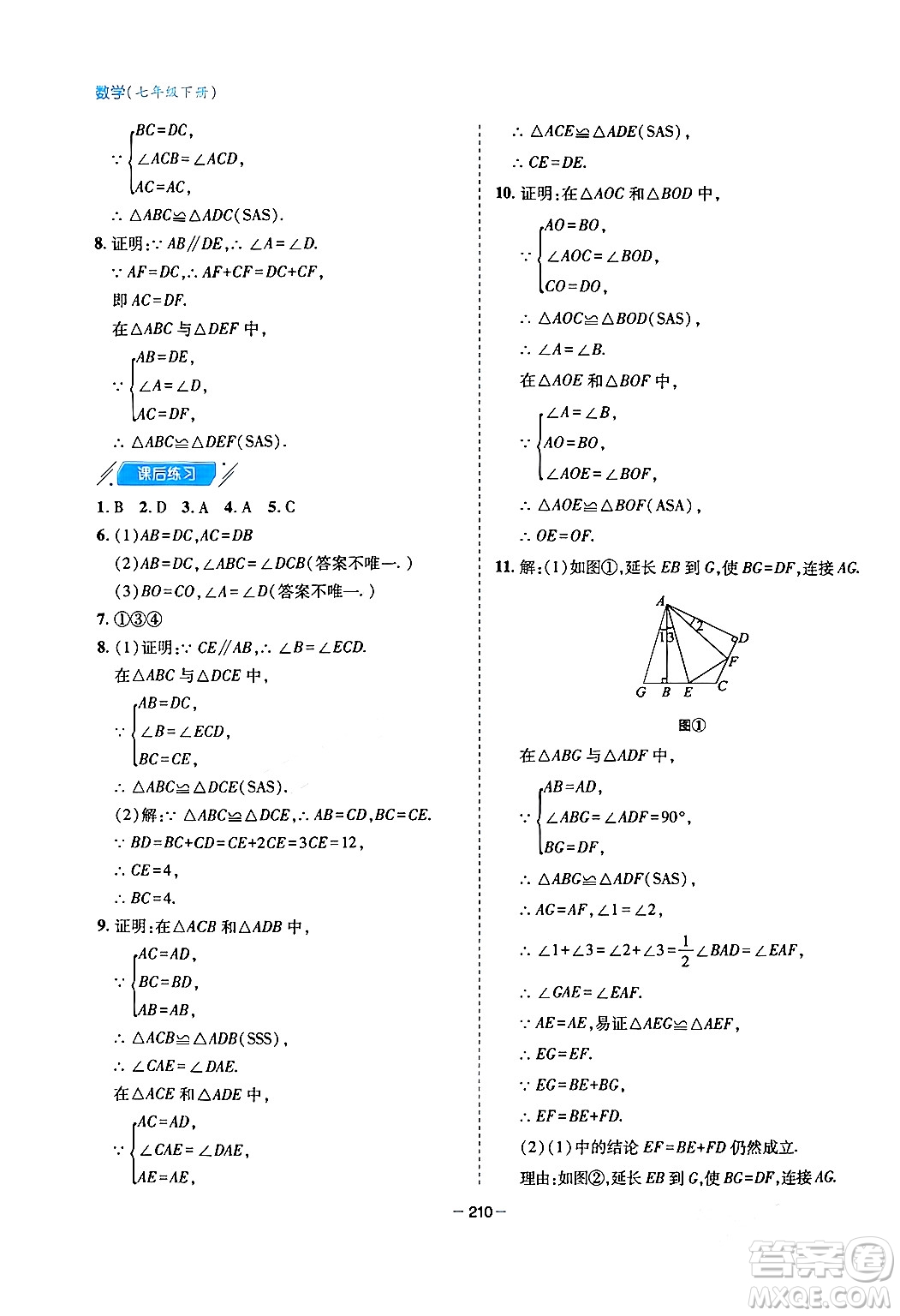 青島出版社2024年春新課堂學(xué)習(xí)與探究七年級數(shù)學(xué)下冊通用版答案