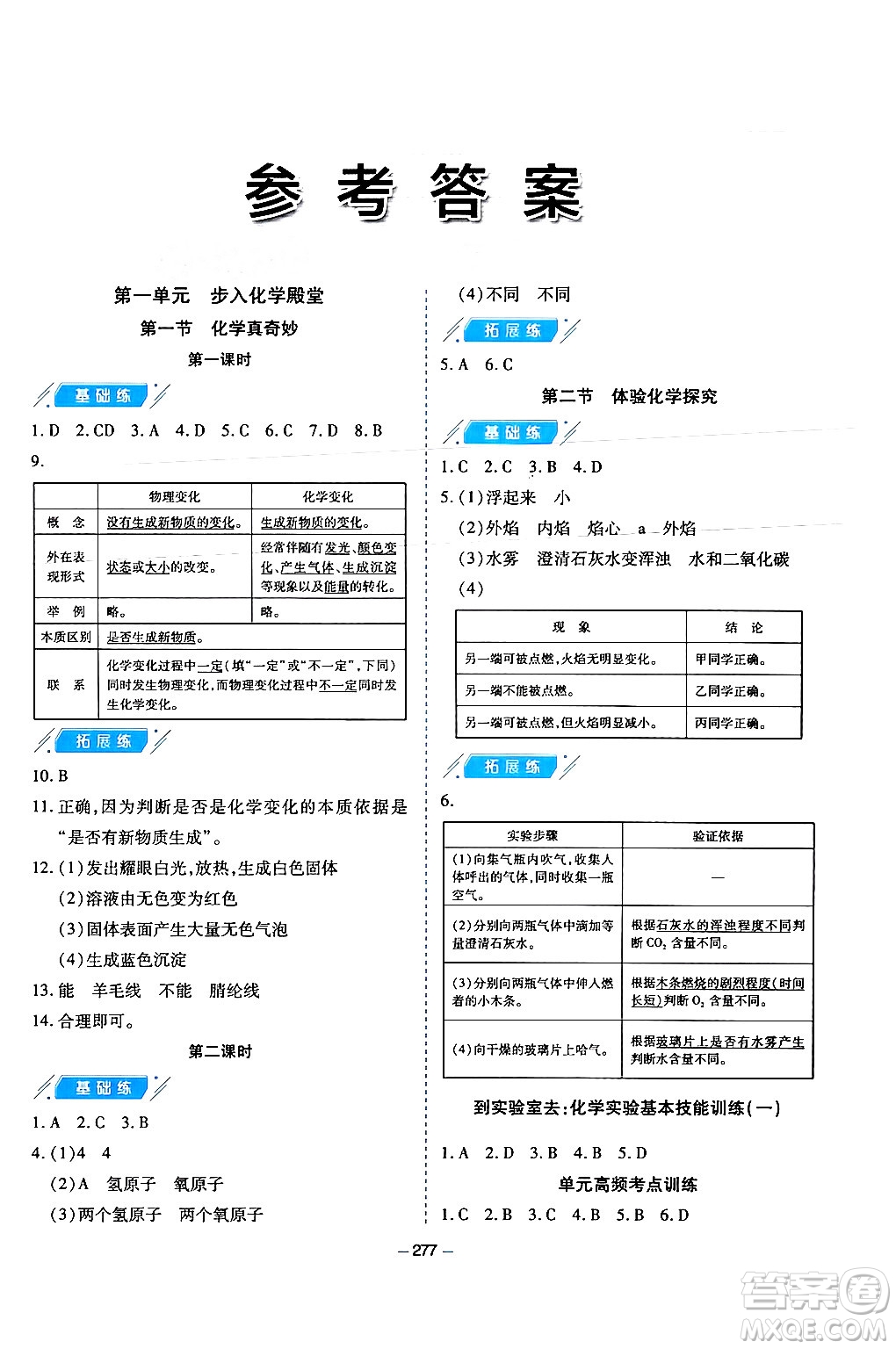 青島出版社2024年春新課堂學(xué)習(xí)與探究九年級化學(xué)下冊通用版答案