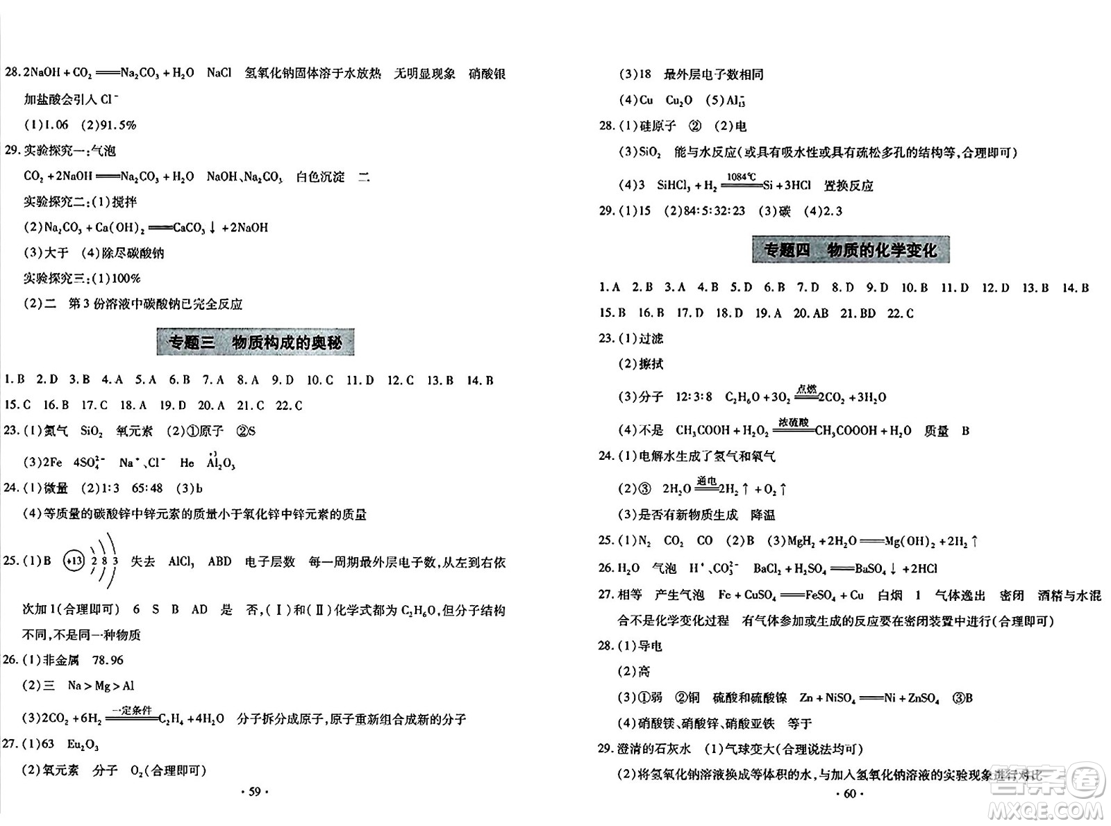 青島出版社2024年春新課堂學(xué)習(xí)與探究九年級化學(xué)下冊通用版答案