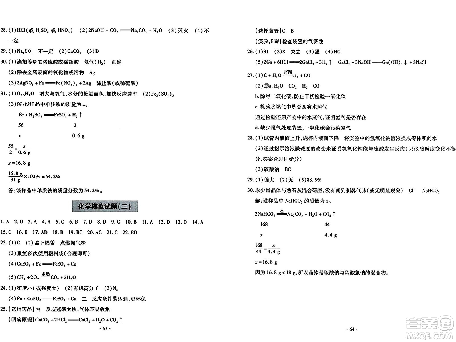 青島出版社2024年春新課堂學(xué)習(xí)與探究九年級化學(xué)下冊通用版答案