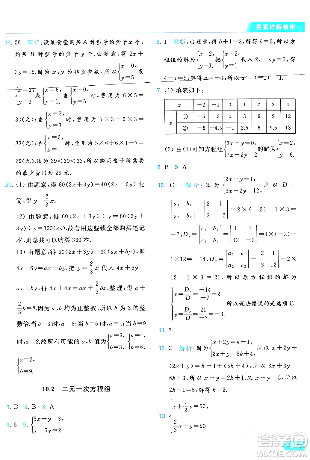 北京教育出版社2024年春亮點給力提優(yōu)課時作業(yè)本七年級數(shù)學(xué)下冊蘇科版答案