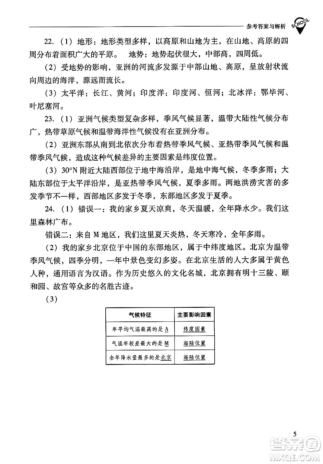 山西教育出版社2024年春新課程問題解決導(dǎo)學(xué)方案七年級地理下冊人教版答案