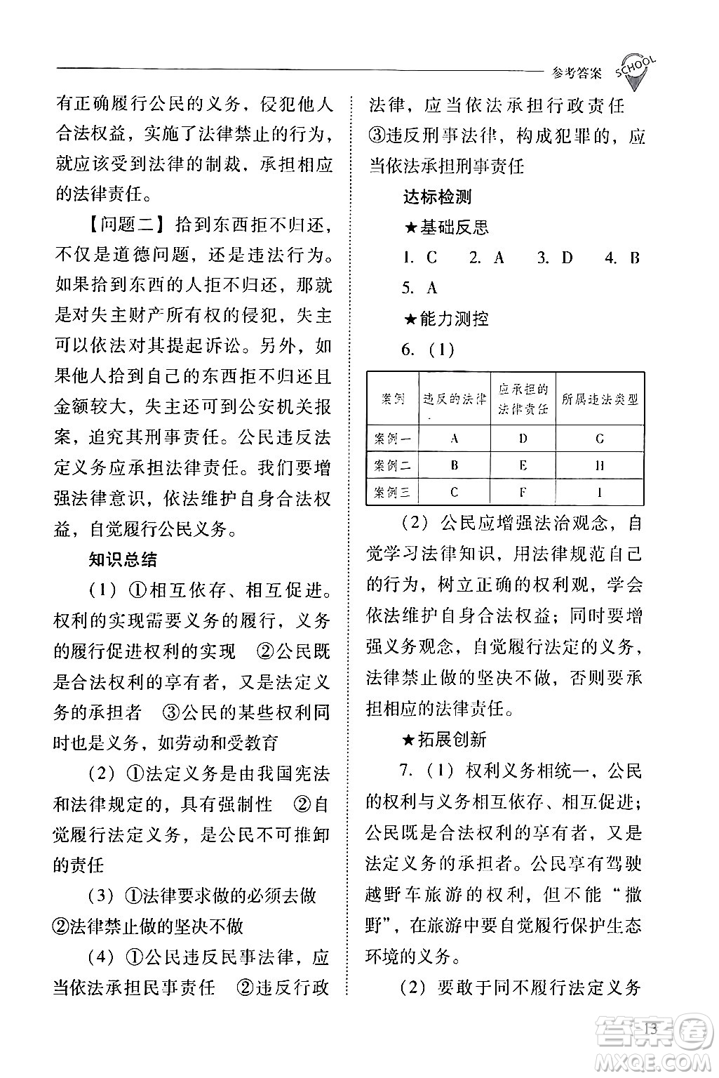 山西教育出版社2024年春新課程問題解決導(dǎo)學(xué)方案八年級(jí)道德與法治下冊(cè)人教版答案