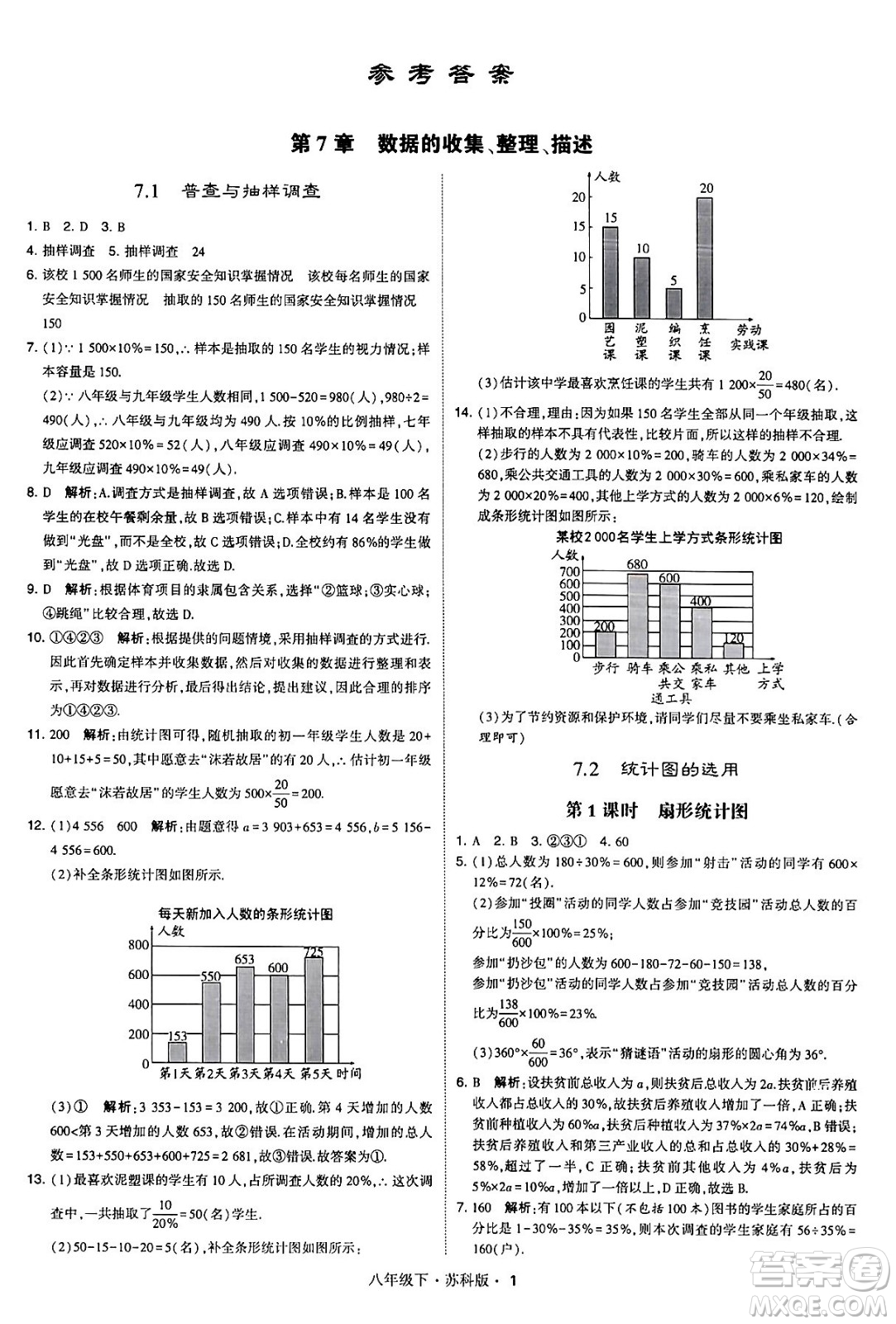 甘肅少年兒童出版社2024年春學(xué)霸題中題八年級(jí)數(shù)學(xué)下冊蘇科版答案