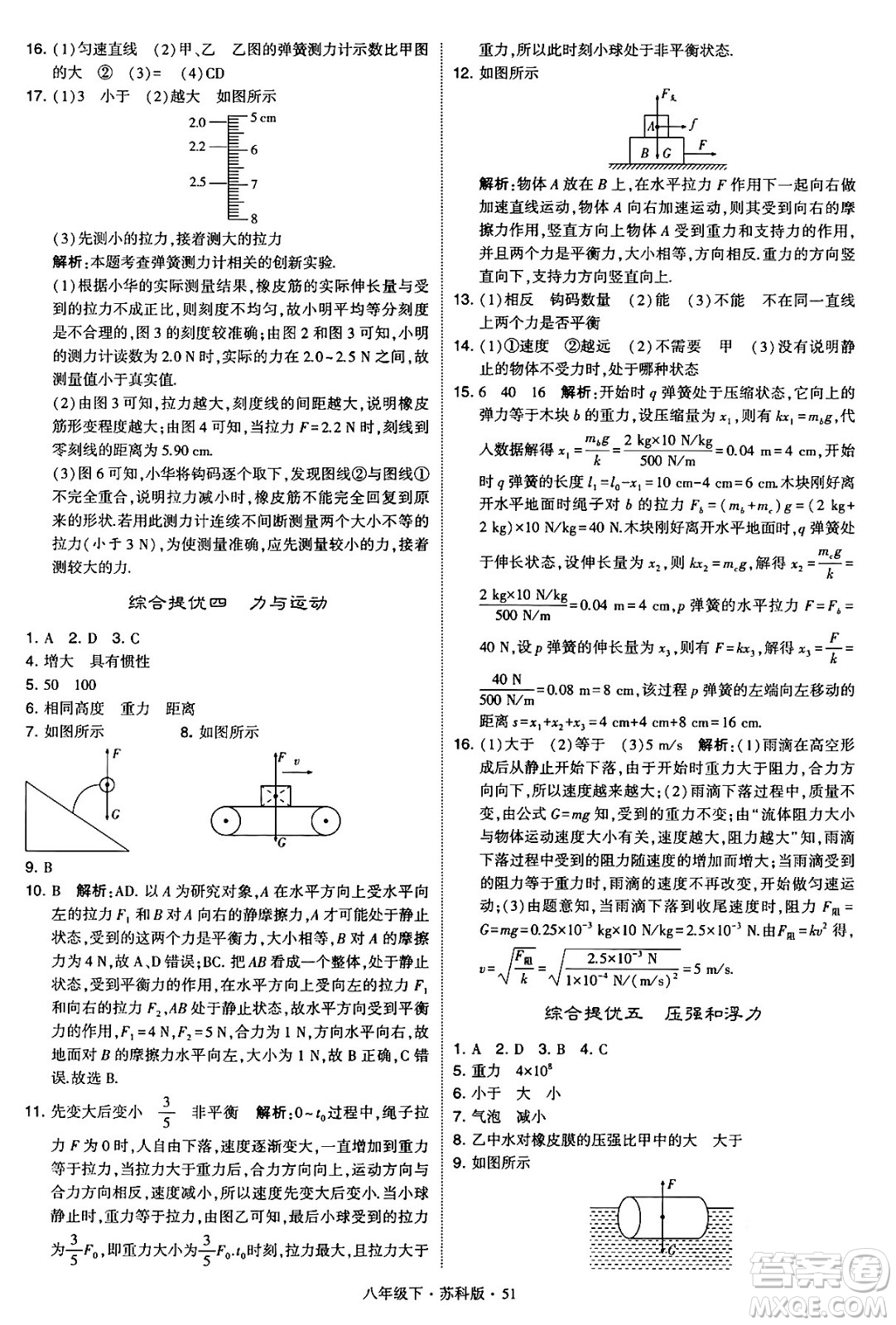 甘肅少年兒童出版社2024年春學(xué)霸題中題八年級(jí)物理下冊(cè)蘇科版答案