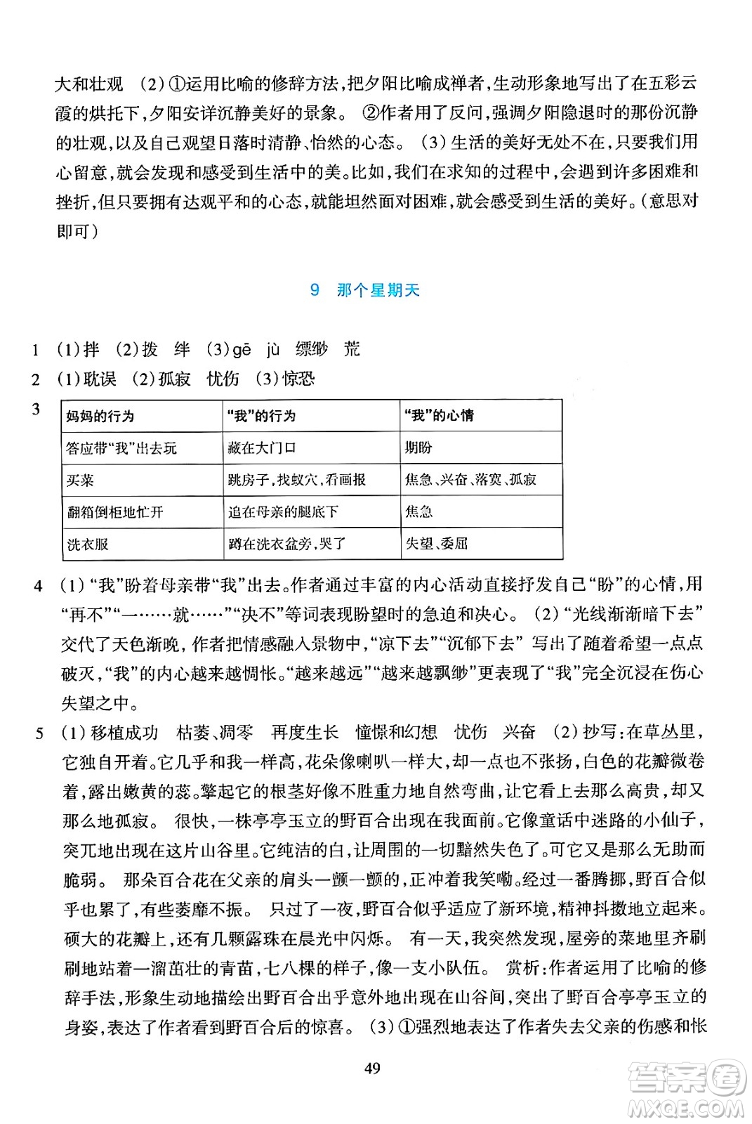 浙江教育出版社2024年春學(xué)能評(píng)價(jià)六年級(jí)語(yǔ)文下冊(cè)通用版答案