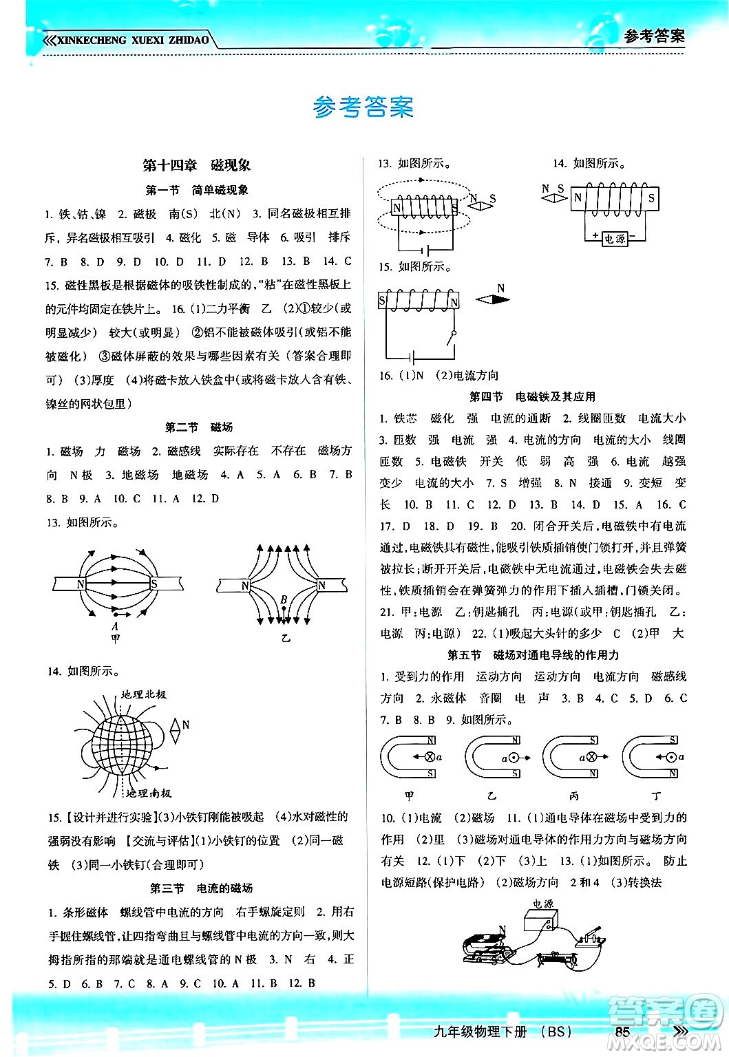 南方出版社2024年春新課程學(xué)習(xí)指導(dǎo)九年級物理下冊北師大版答案