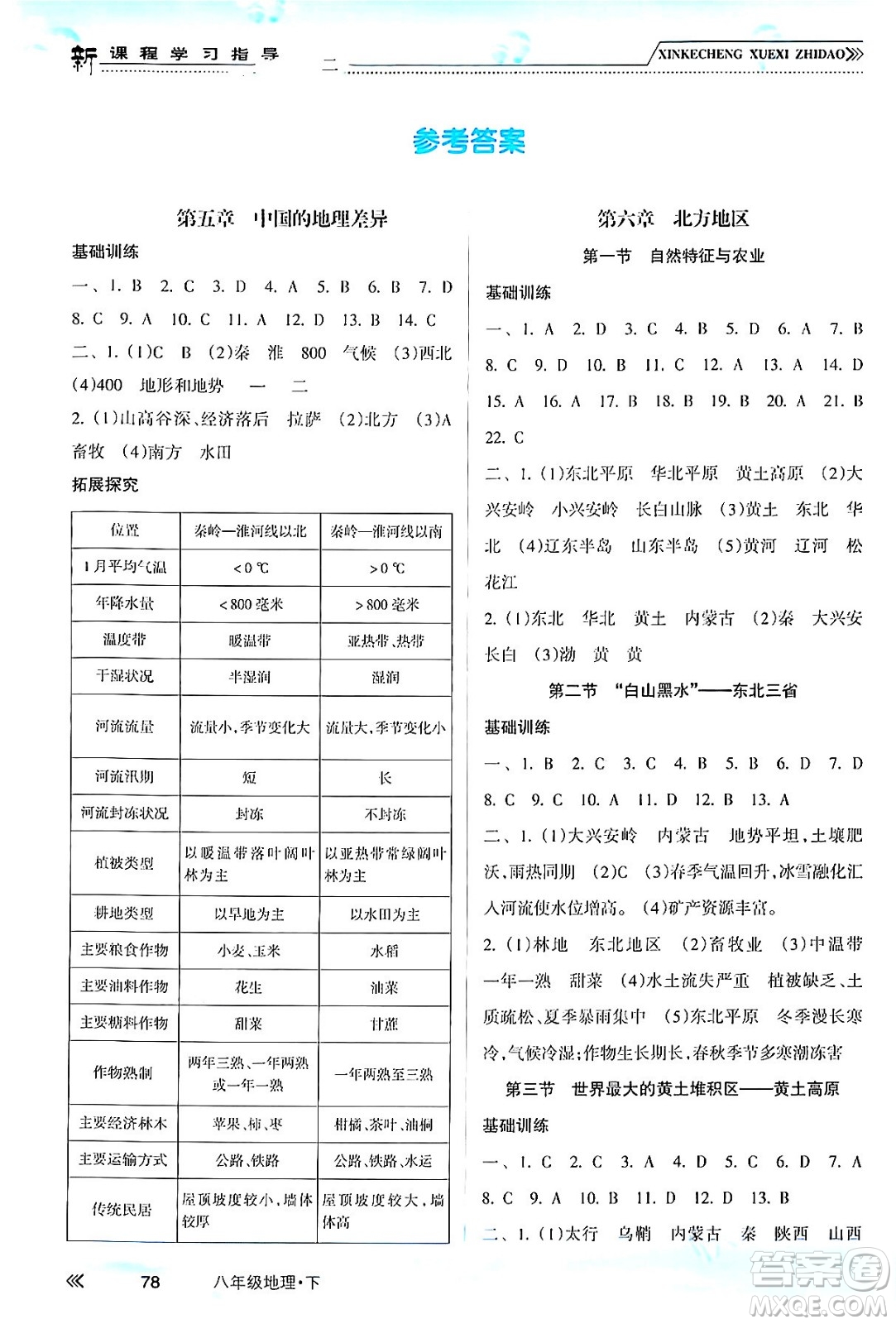 南方出版社2024年春新課程學(xué)習(xí)指導(dǎo)八年級(jí)地理下冊(cè)人教版答案