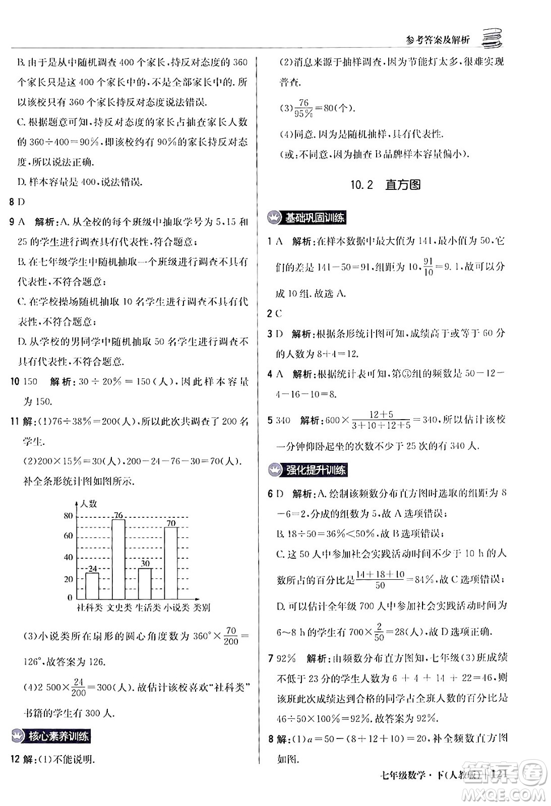 北京教育出版社2024年春1+1輕巧奪冠優(yōu)化訓(xùn)練七年級(jí)數(shù)學(xué)下冊(cè)人教版答案