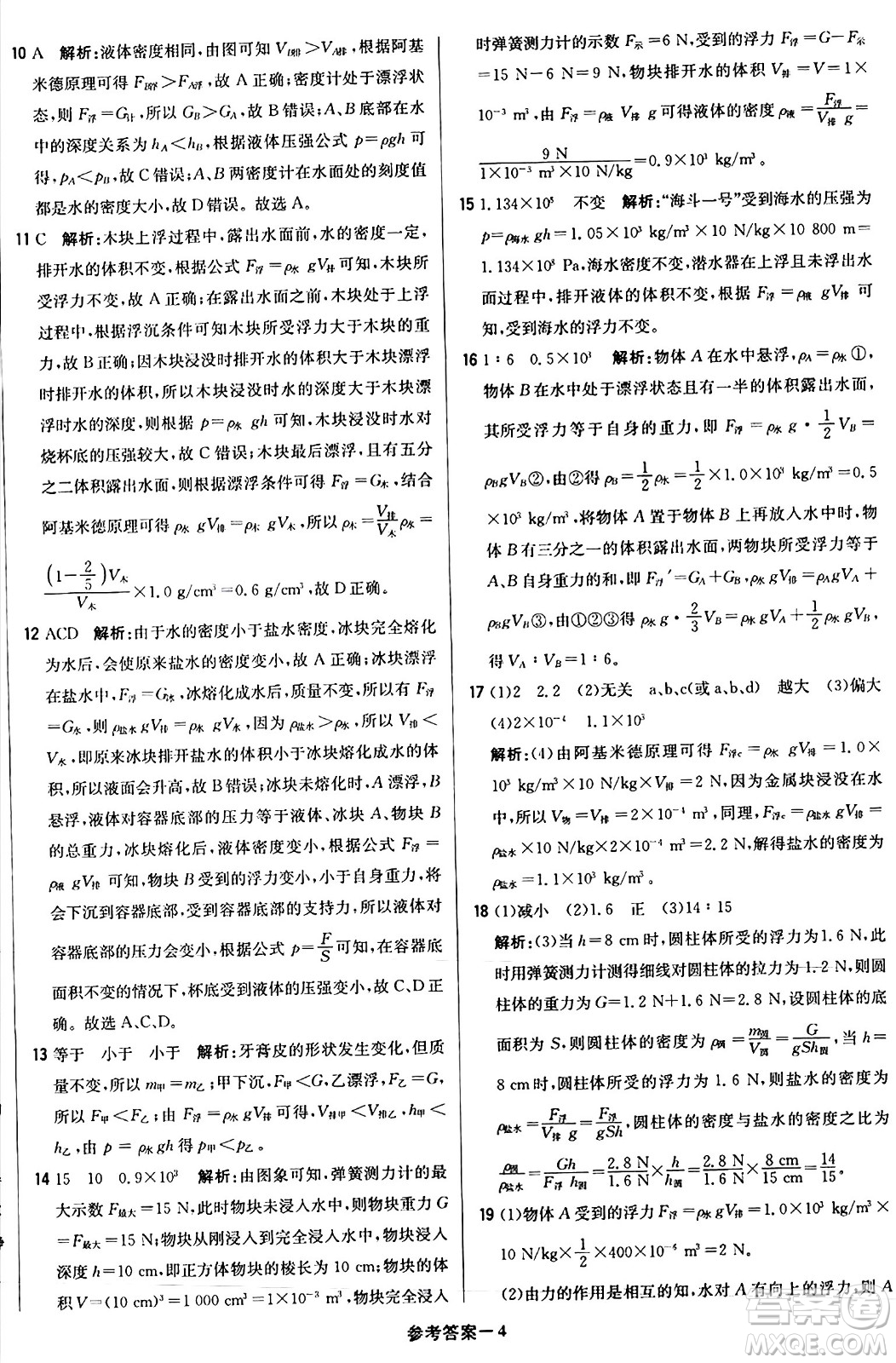 北京教育出版社2024年春1+1輕巧奪冠優(yōu)化訓(xùn)練八年級物理下冊人教版答案