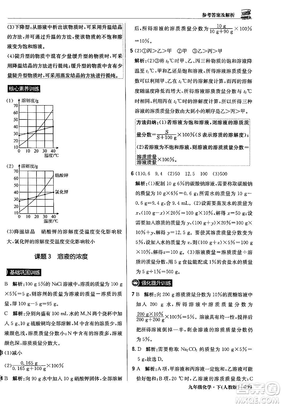 北京教育出版社2024年春1+1輕巧奪冠優(yōu)化訓(xùn)練九年級(jí)化學(xué)下冊(cè)人教版答案