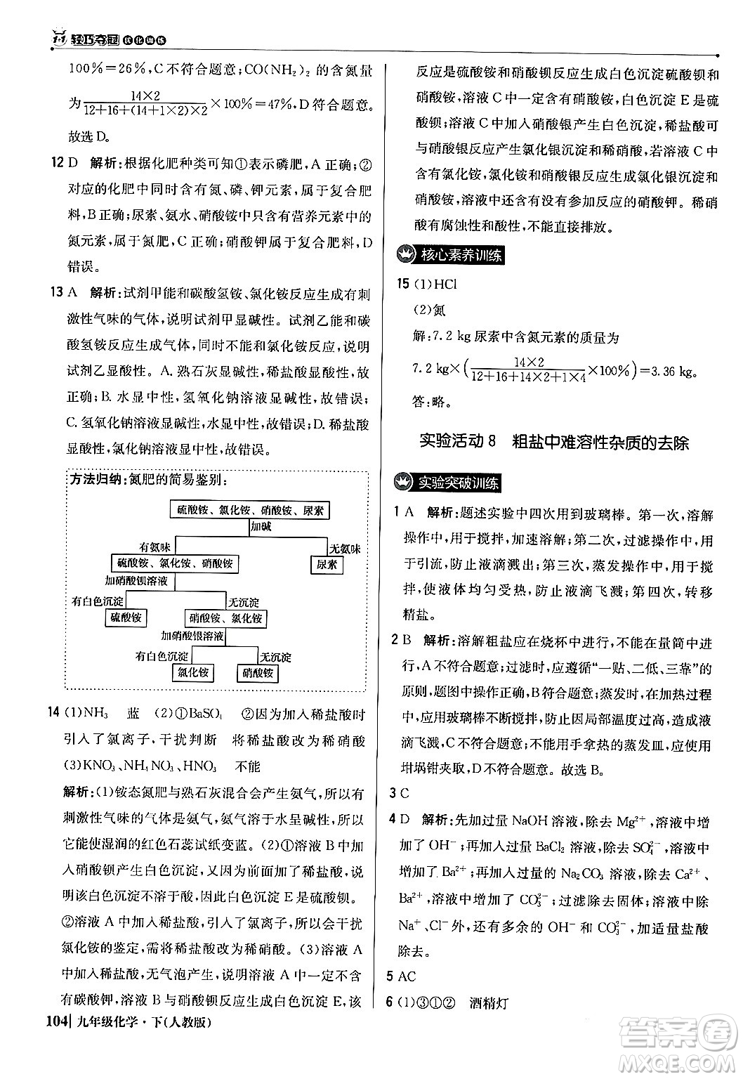 北京教育出版社2024年春1+1輕巧奪冠優(yōu)化訓(xùn)練九年級(jí)化學(xué)下冊(cè)人教版答案