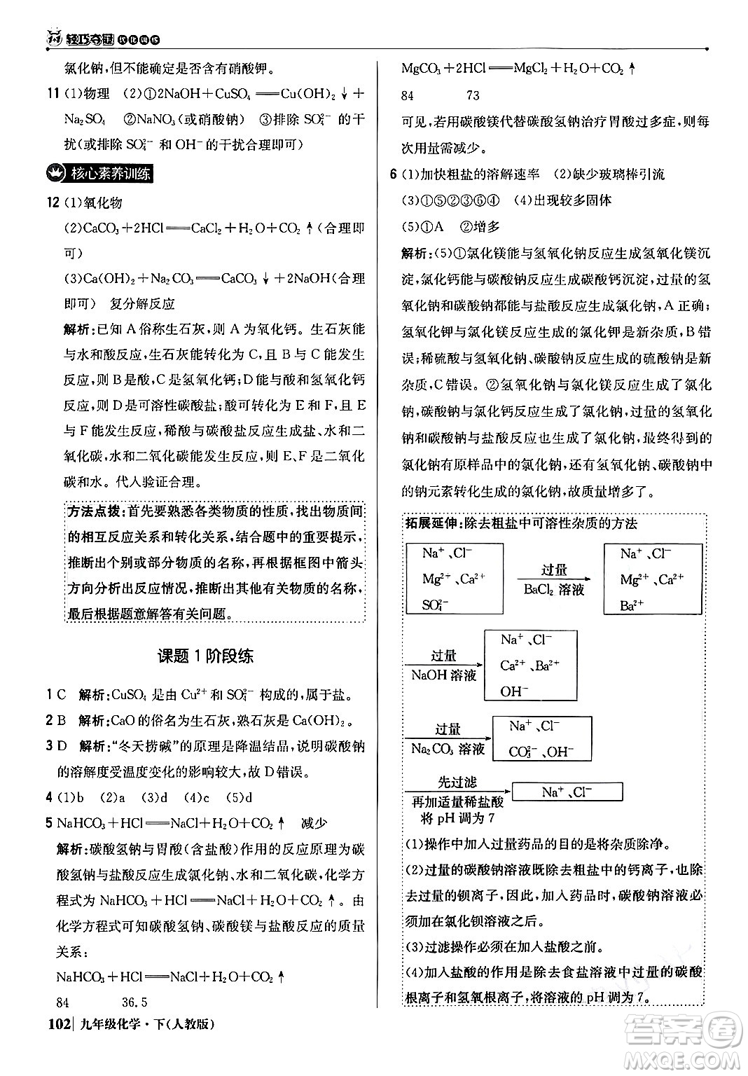 北京教育出版社2024年春1+1輕巧奪冠優(yōu)化訓(xùn)練九年級(jí)化學(xué)下冊(cè)人教版答案