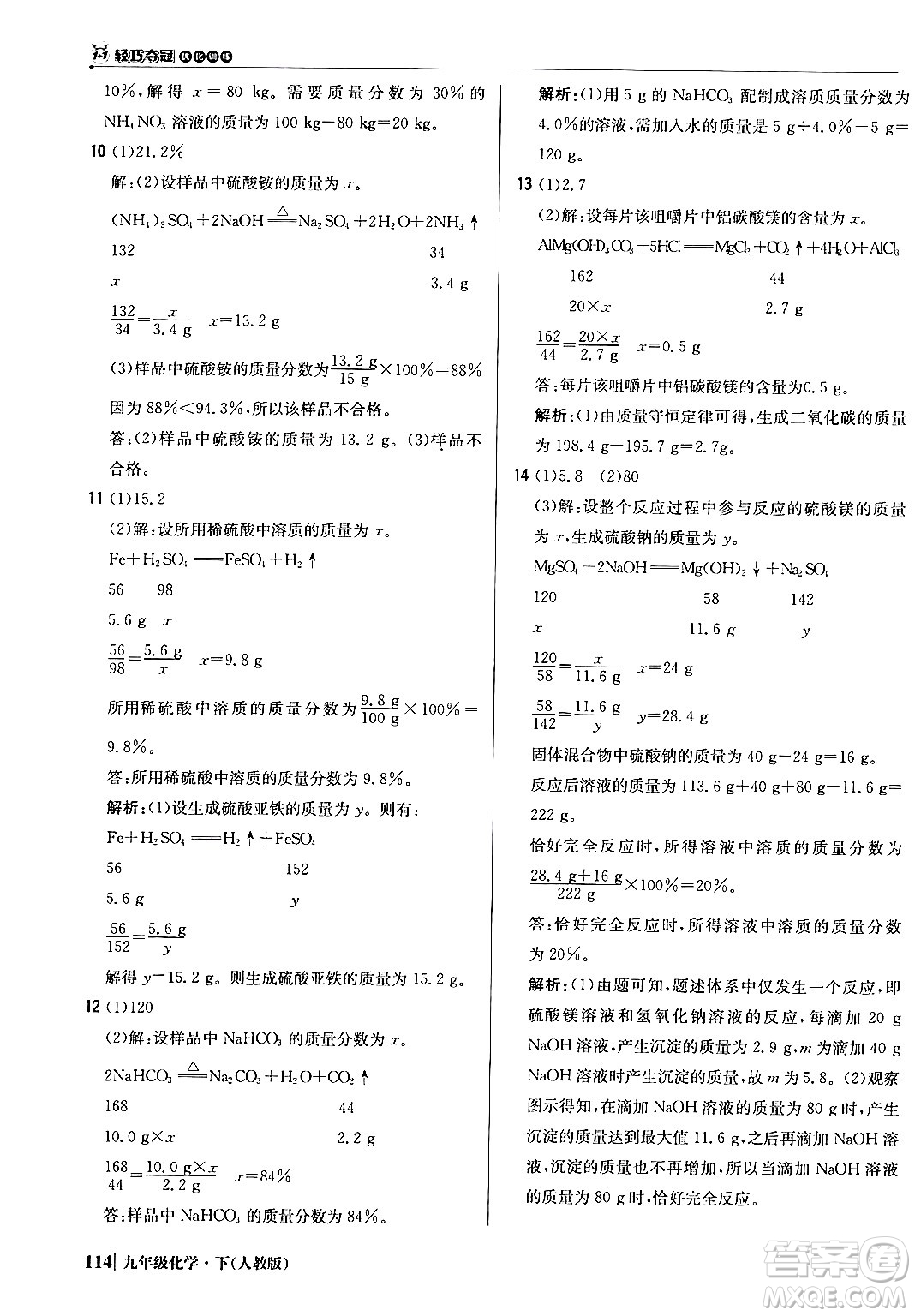 北京教育出版社2024年春1+1輕巧奪冠優(yōu)化訓(xùn)練九年級(jí)化學(xué)下冊(cè)人教版答案