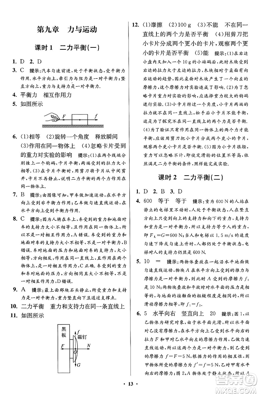 江蘇鳳凰科學技術出版社2024年春初中物理小題狂做提優(yōu)版八年級物理下冊蘇科版答案