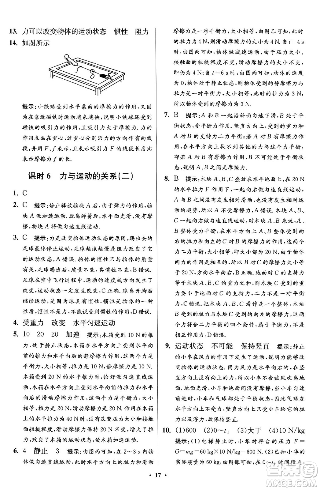 江蘇鳳凰科學技術出版社2024年春初中物理小題狂做提優(yōu)版八年級物理下冊蘇科版答案