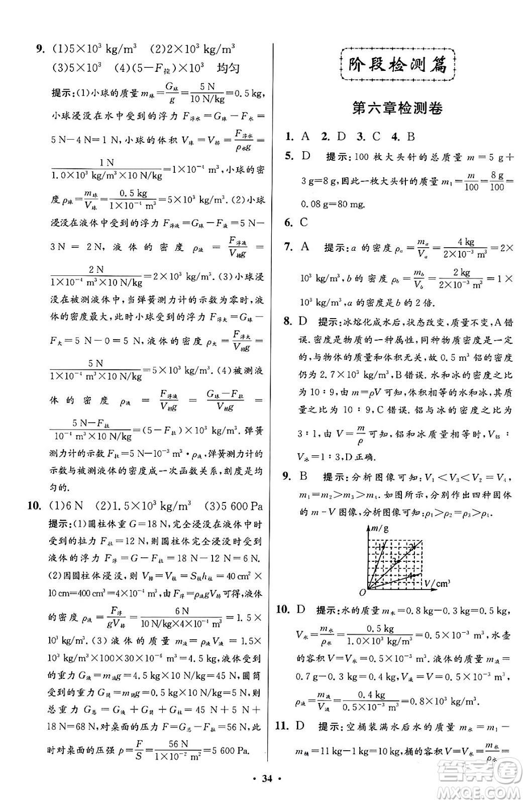 江蘇鳳凰科學技術出版社2024年春初中物理小題狂做提優(yōu)版八年級物理下冊蘇科版答案