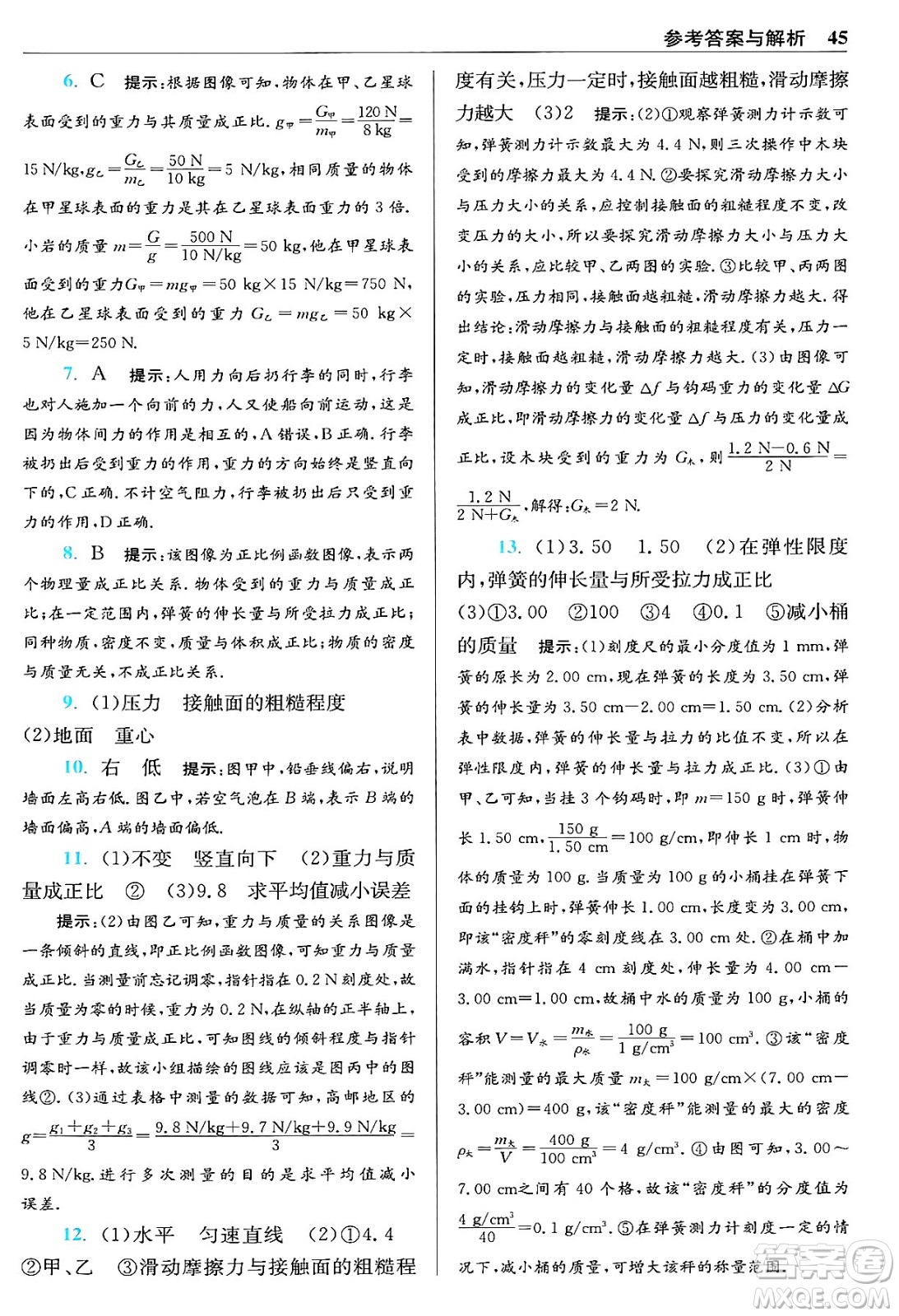 江蘇鳳凰科學技術出版社2024年春初中物理小題狂做提優(yōu)版八年級物理下冊蘇科版答案