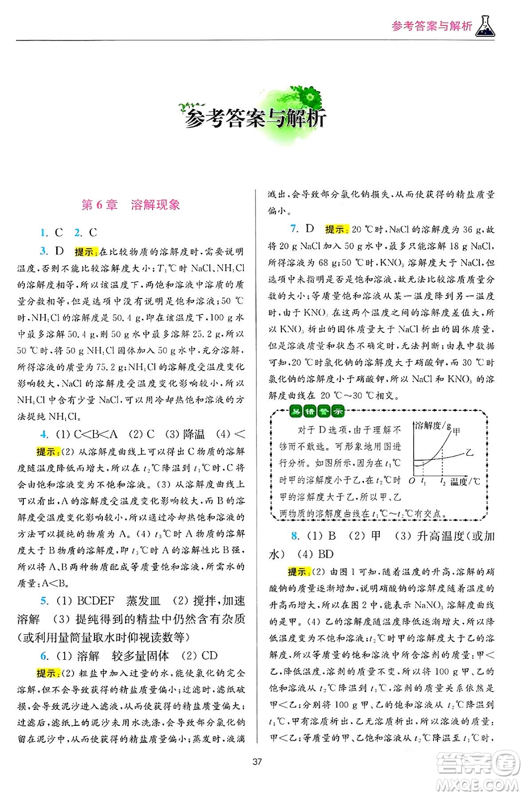 江蘇鳳凰科學(xué)技術(shù)出版社2024年春初中化學(xué)小題狂做提優(yōu)版九年級(jí)化學(xué)下冊(cè)滬教版答案