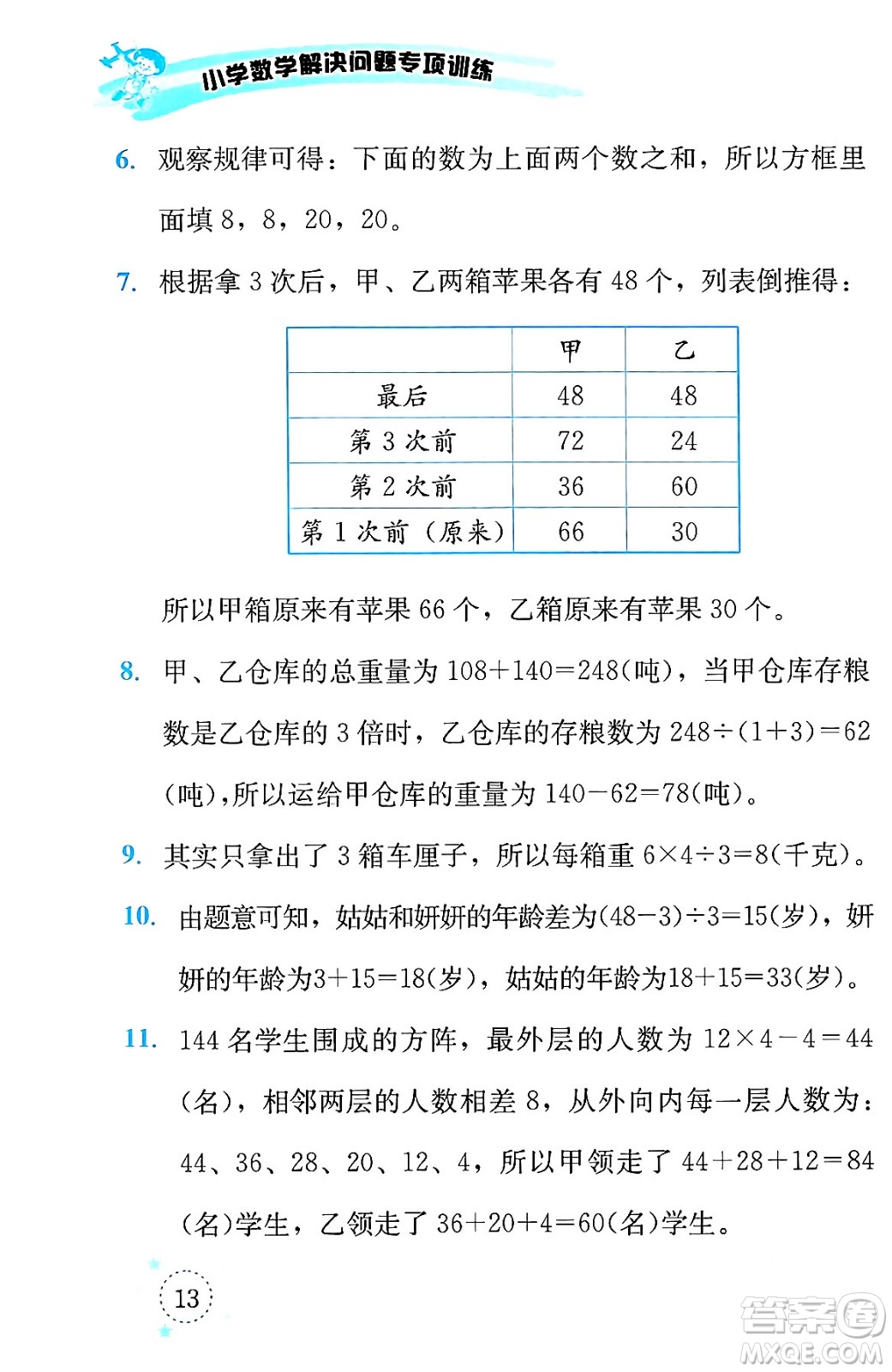 云南科技出版社2024年春小學(xué)數(shù)學(xué)解決問題專項訓(xùn)練三年級數(shù)學(xué)下冊人教版答案