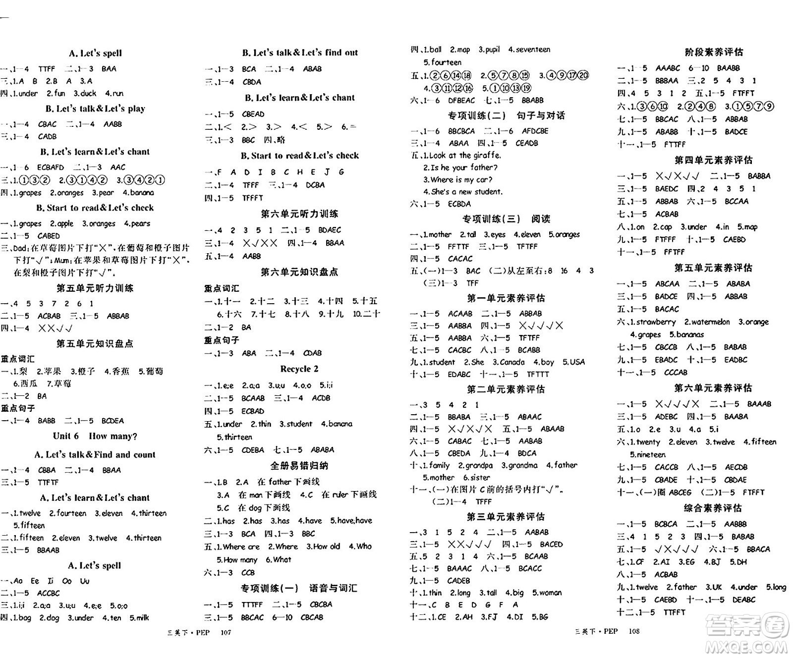 延邊大學(xué)出版社2024年春學(xué)練優(yōu)三年級(jí)英語(yǔ)下冊(cè)人教PEP版答案