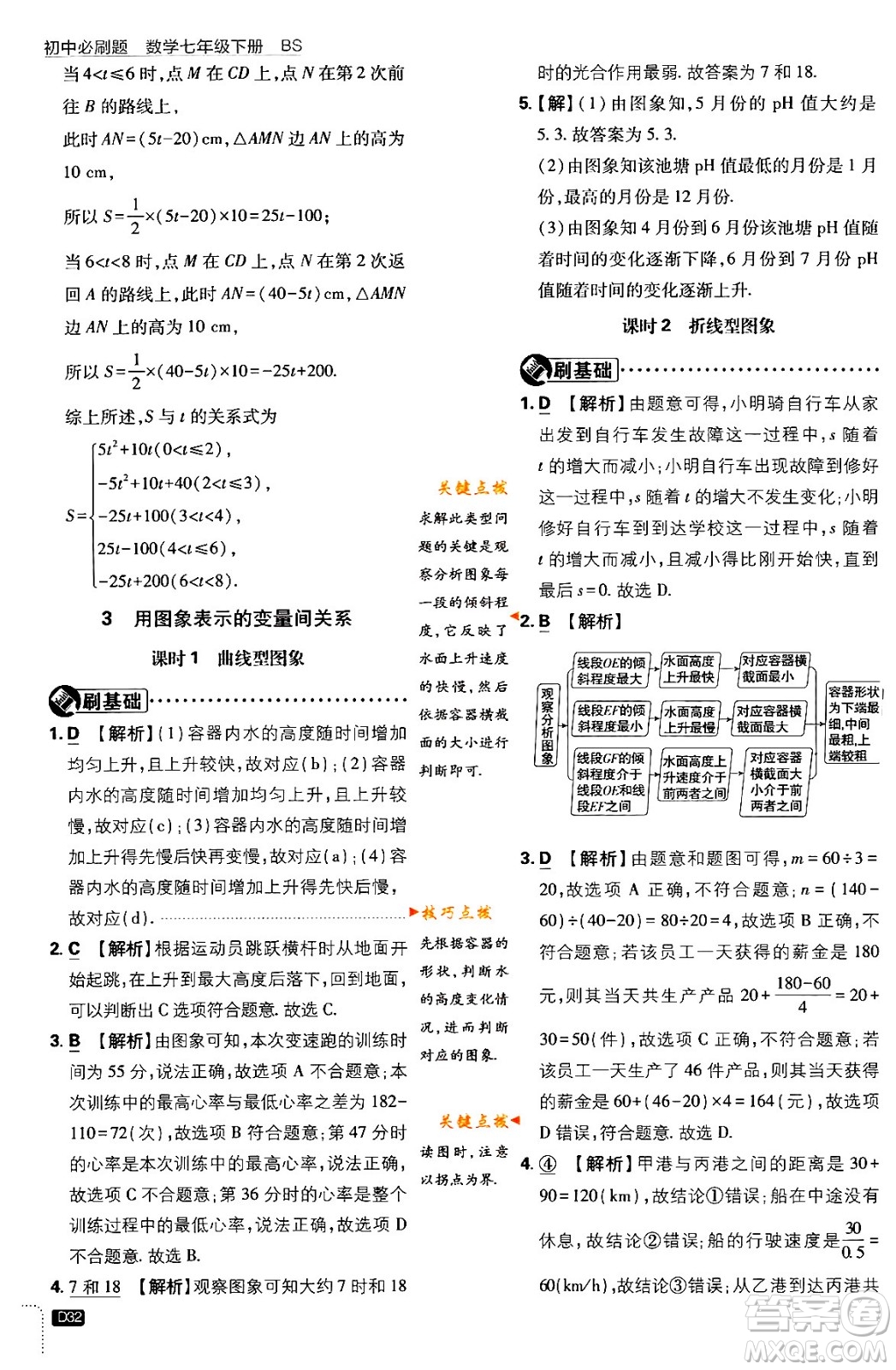 開(kāi)明出版社2024年春初中必刷題七年級(jí)數(shù)學(xué)下冊(cè)北師大版答案