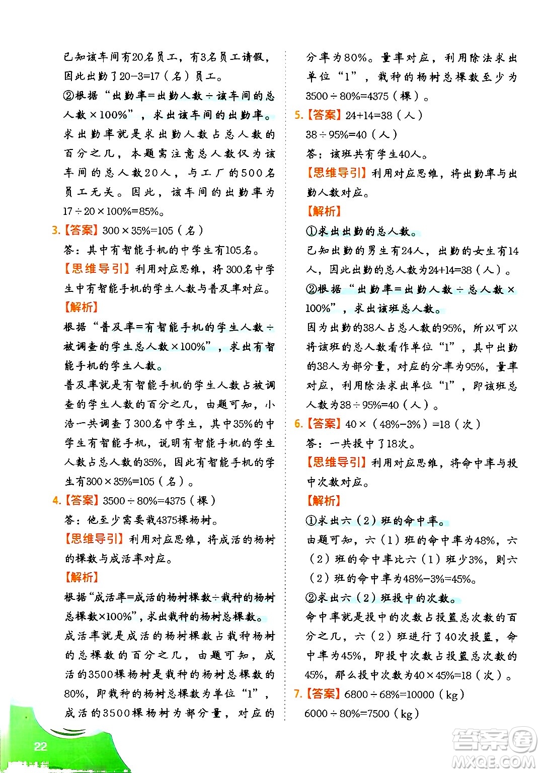 二十一世紀(jì)出版社集團(tuán)2024年春數(shù)學(xué)思維訓(xùn)練六年級(jí)數(shù)學(xué)下冊(cè)通用版答案