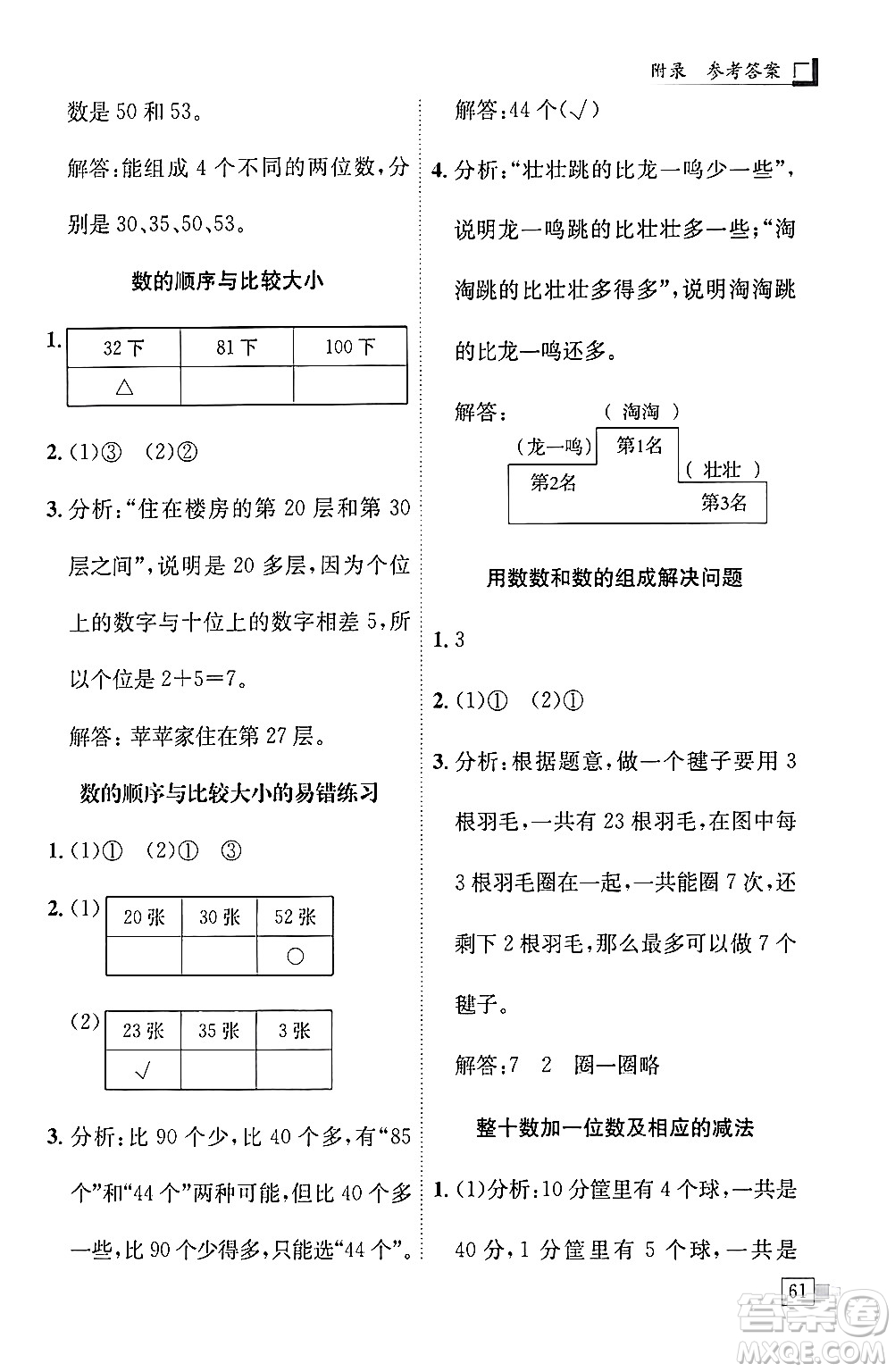 龍門書局2024年春黃岡小狀元解決問題天天練一年級數(shù)學下冊人教版答案