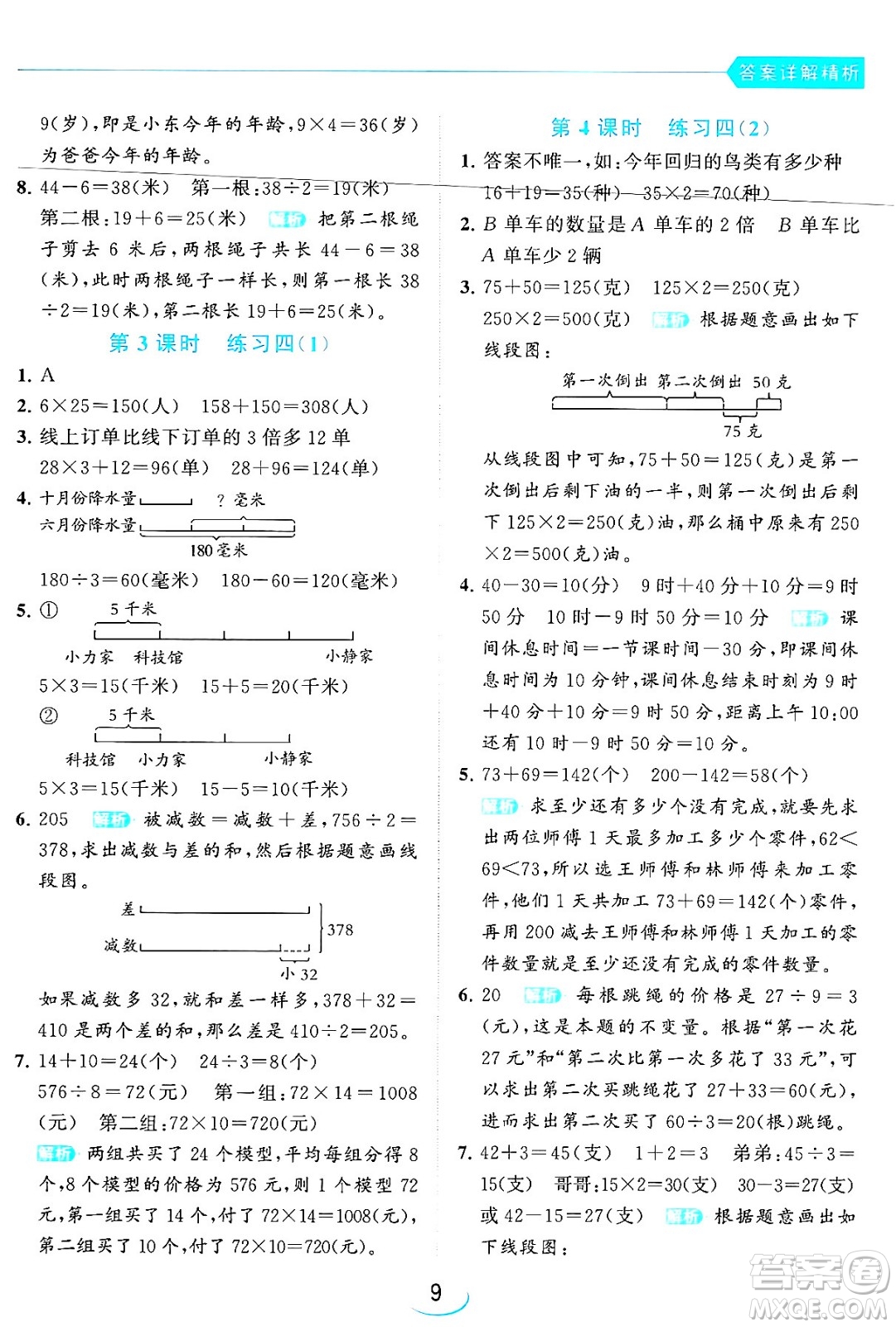 北京教育出版社2024年春亮點(diǎn)給力提優(yōu)班三年級(jí)數(shù)學(xué)下冊(cè)江蘇版答案