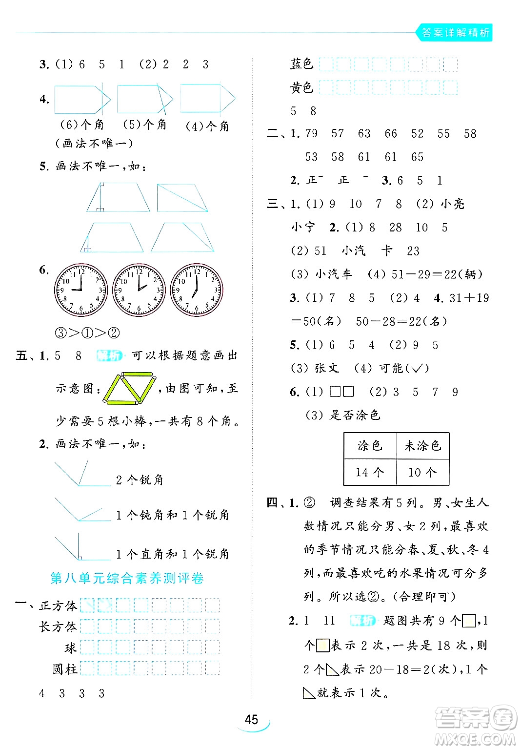 北京教育出版社2024年春亮點(diǎn)給力提優(yōu)班二年級(jí)數(shù)學(xué)下冊(cè)江蘇版答案