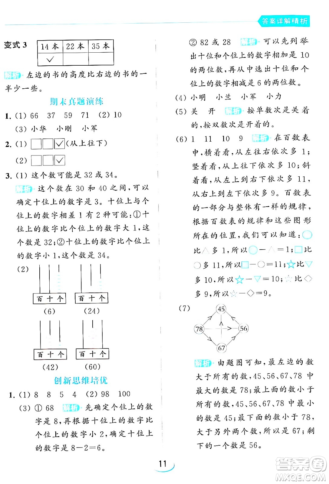 北京教育出版社2024年春亮點(diǎn)給力提優(yōu)班一年級(jí)數(shù)學(xué)下冊(cè)江蘇版答案