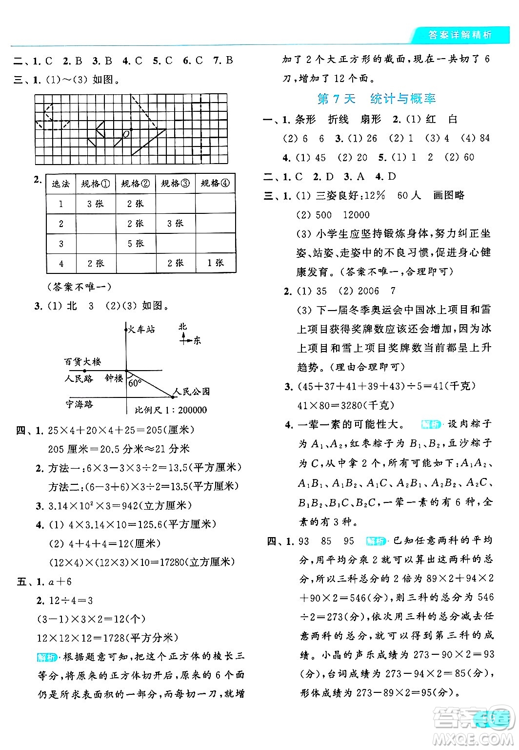 北京教育出版社2024年春亮點給力提優(yōu)課時作業(yè)本六年級數(shù)學下冊江蘇版答案