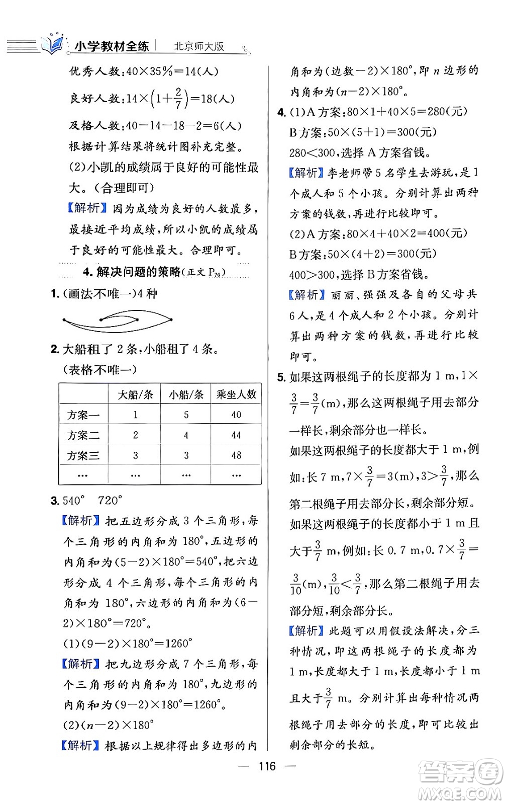 陜西人民教育出版社2024年春小學(xué)教材全練六年級(jí)數(shù)學(xué)下冊(cè)北師大版答案