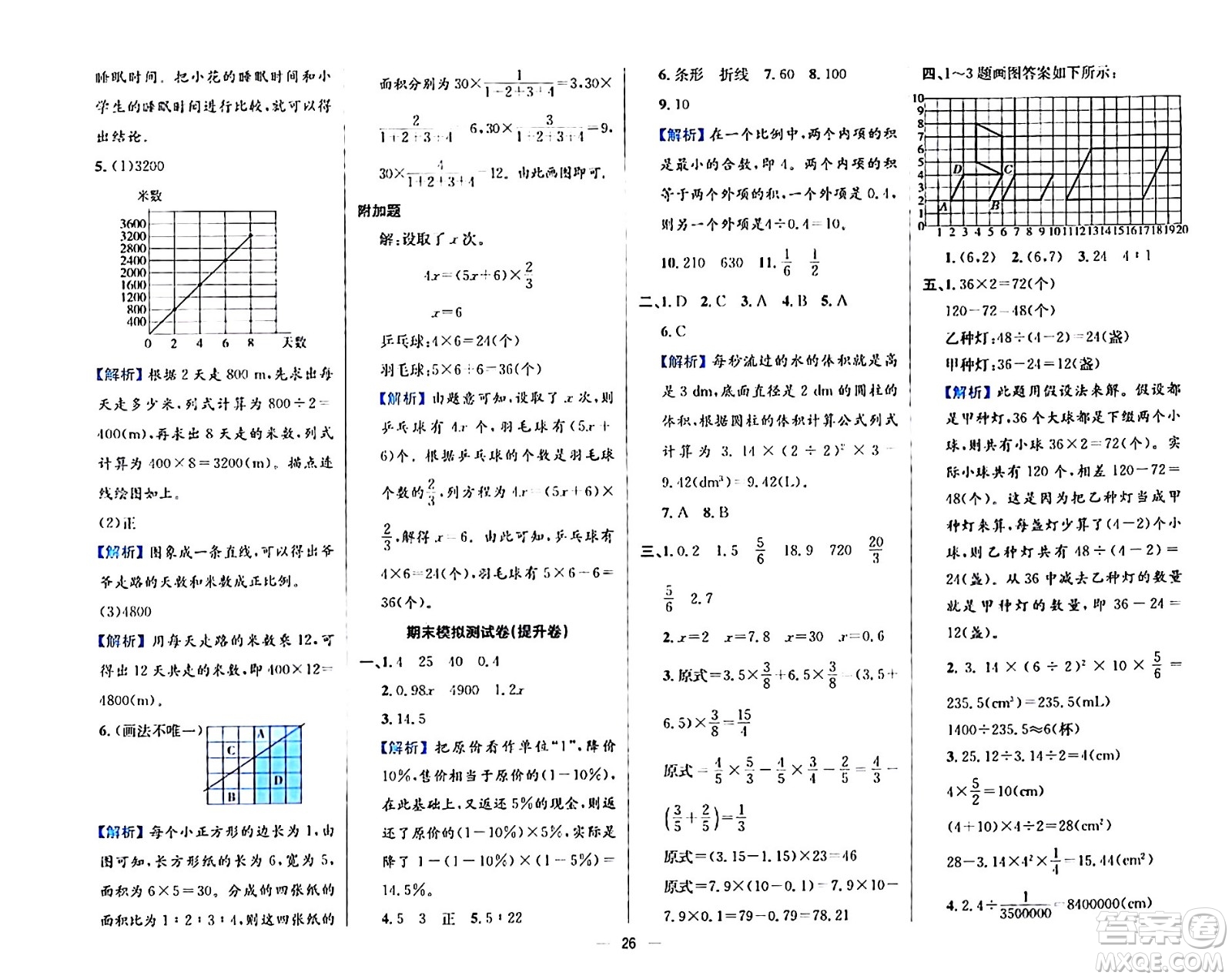 陜西人民教育出版社2024年春小學(xué)教材全練六年級(jí)數(shù)學(xué)下冊(cè)北師大版答案