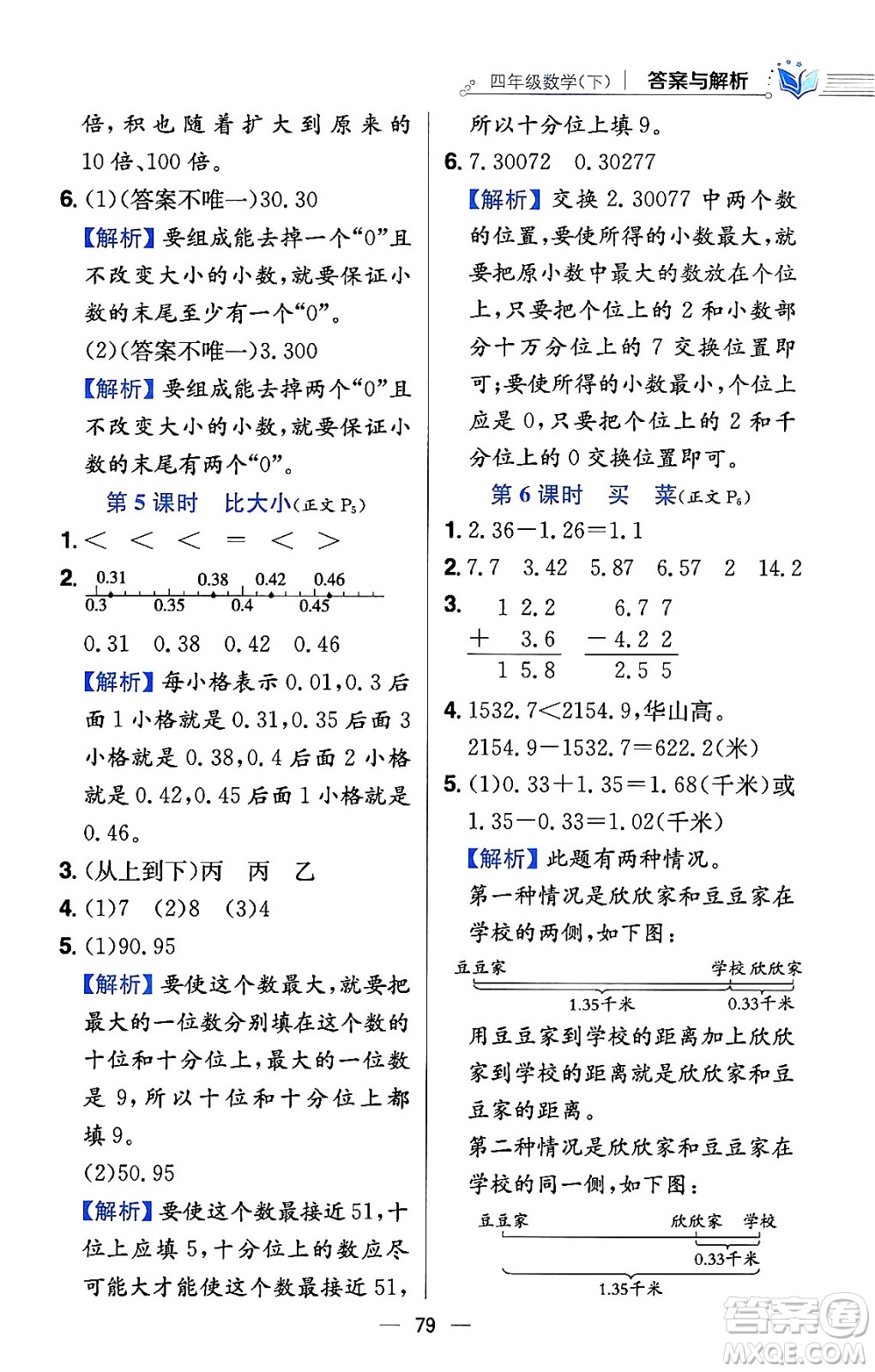 陜西人民教育出版社2024年春小學(xué)教材全練四年級(jí)數(shù)學(xué)下冊(cè)北師大版答案