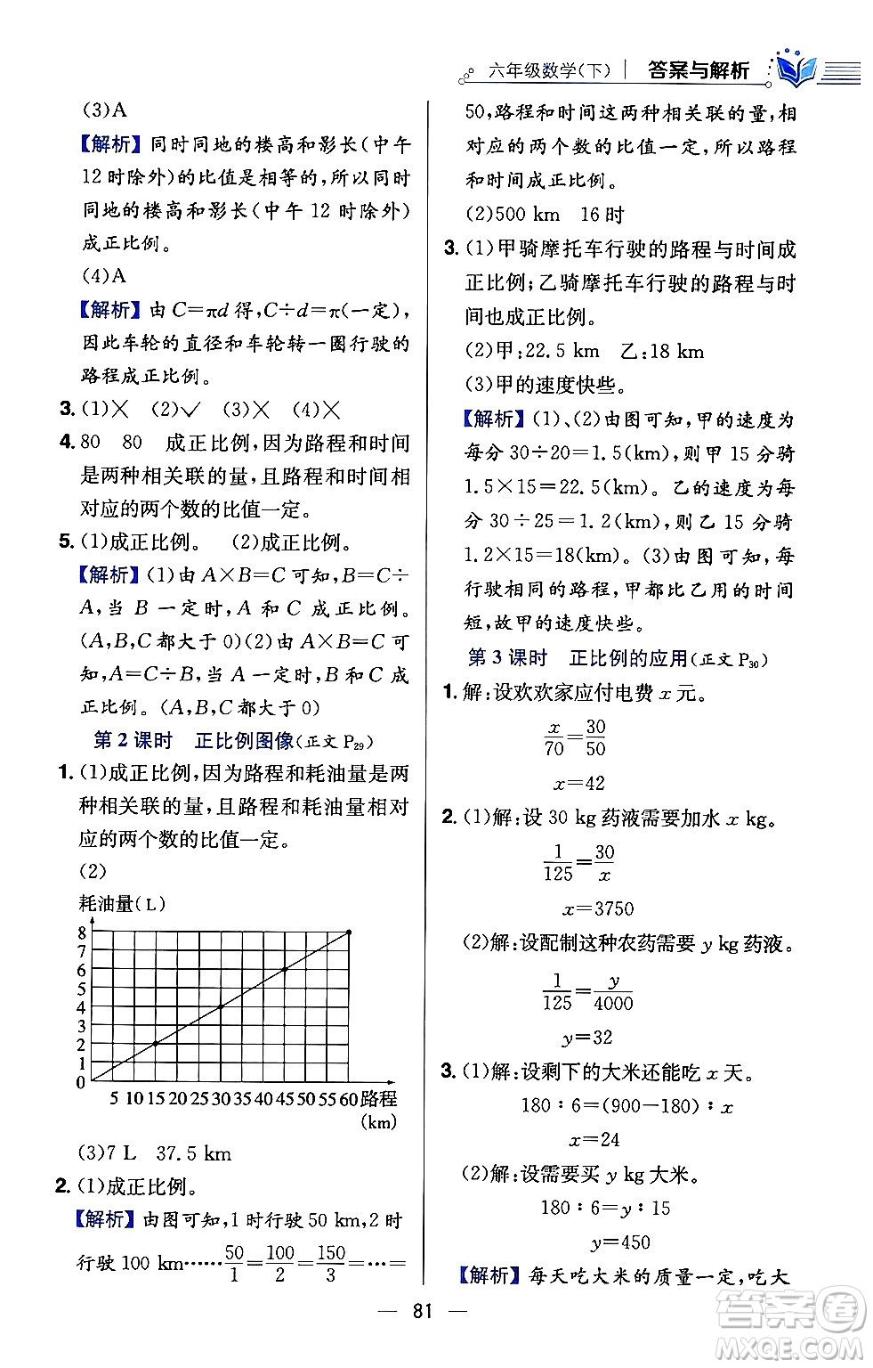 陜西人民教育出版社2024年春小學(xué)教材全練六年級數(shù)學(xué)下冊西師大版答案