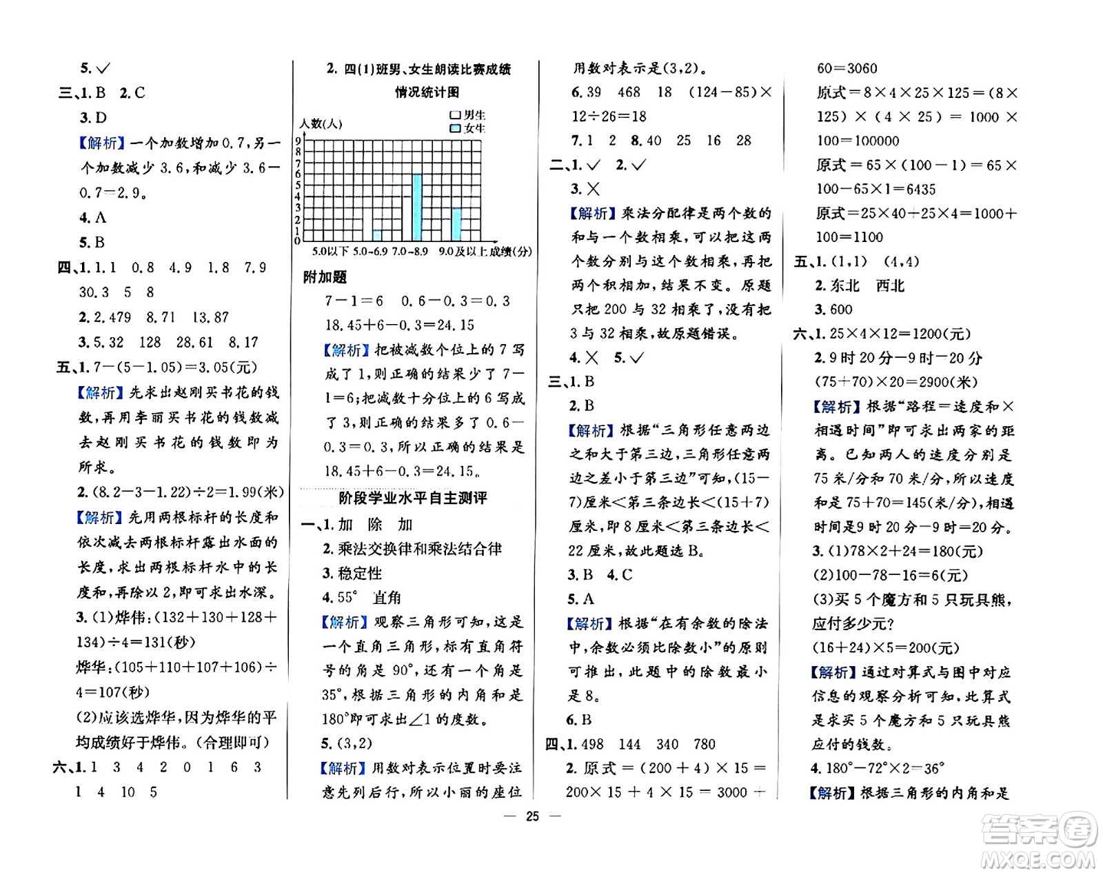 陜西人民教育出版社2024年春小學(xué)教材全練四年級數(shù)學(xué)下冊西南師大版答案