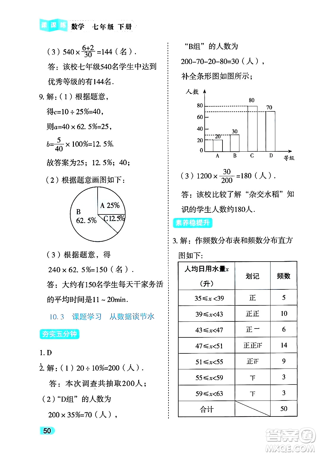 西安出版社2024年春課課練同步訓練七年級數(shù)學下冊人教版答案