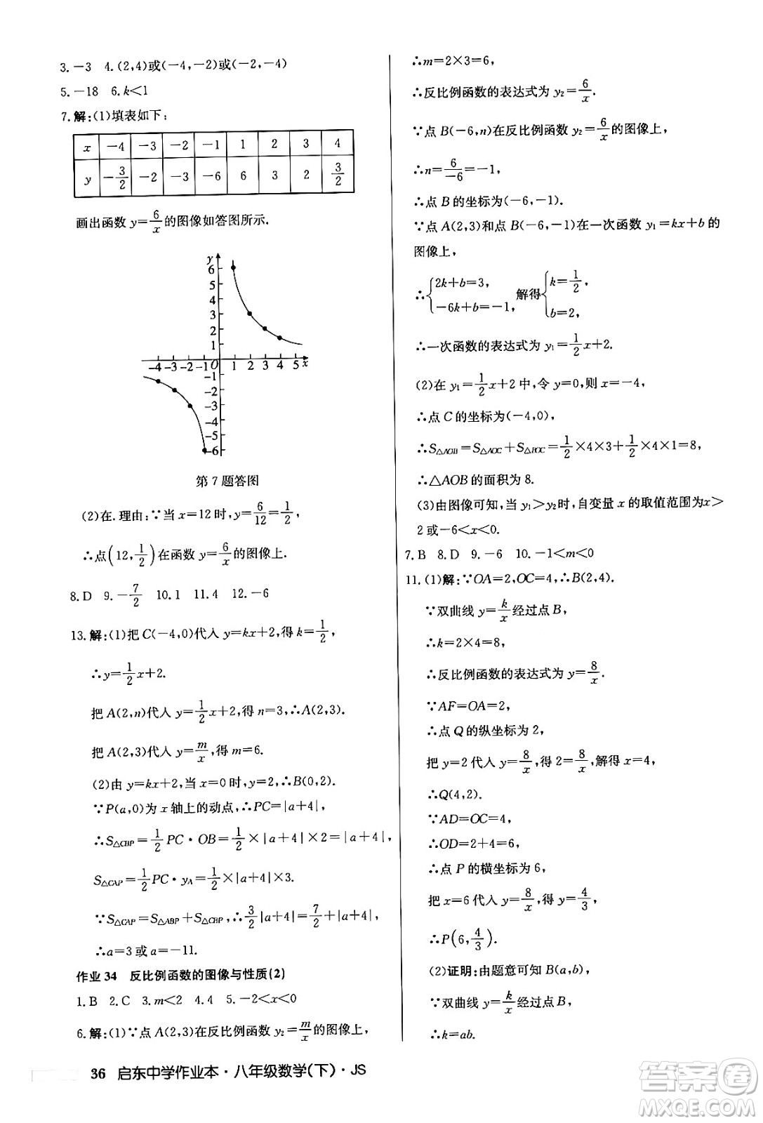 龍門書局2024年春?jiǎn)|中學(xué)作業(yè)本七年級(jí)數(shù)學(xué)下冊(cè)江蘇版答案