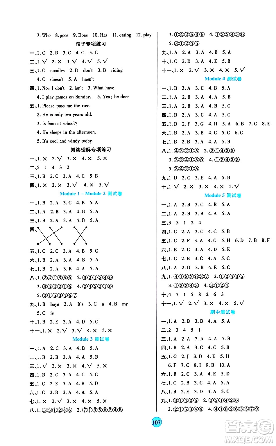 天津科學(xué)技術(shù)出版社2024年春云頂課堂三年級(jí)英語(yǔ)下冊(cè)外研版答案