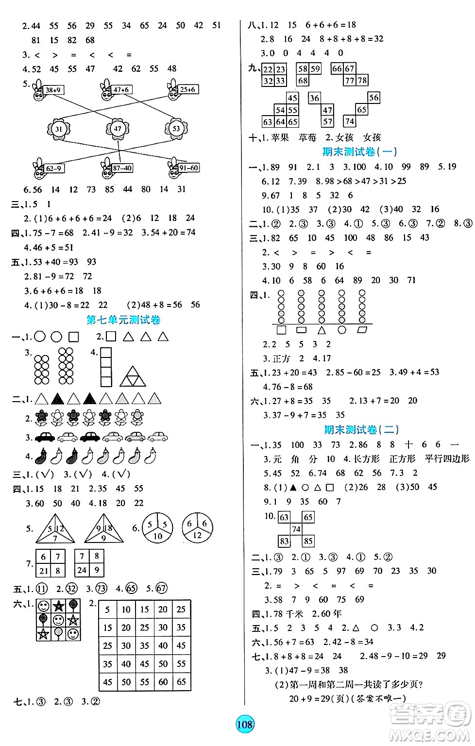 天津科學(xué)技術(shù)出版社2024年春云頂課堂一年級(jí)數(shù)學(xué)下冊(cè)人教版答案